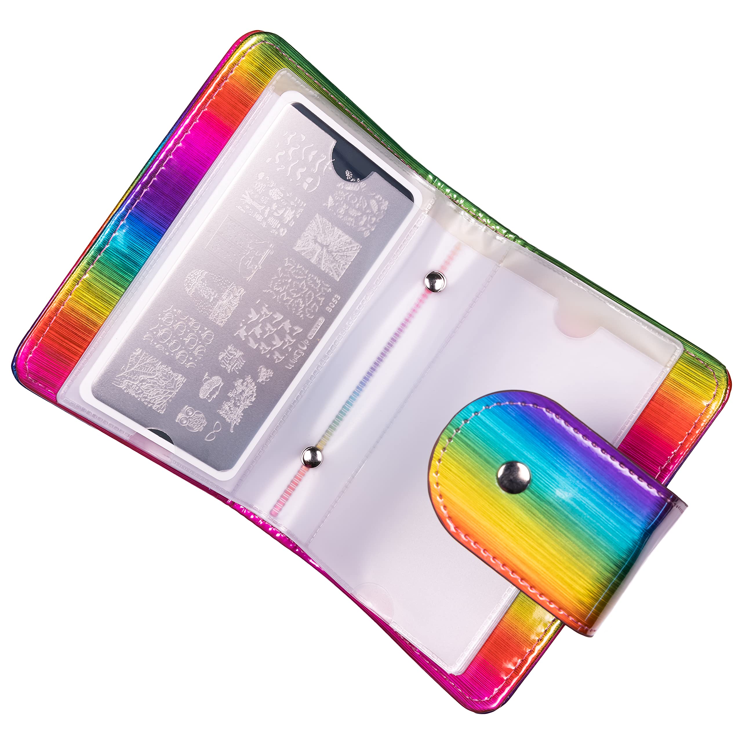 Whats Up Nails Rainbow Plate Organizer - Stamping Plate Storage Case for Nail Art Designs | Perfect for Salon, Home & Travel Nail Polish Organization