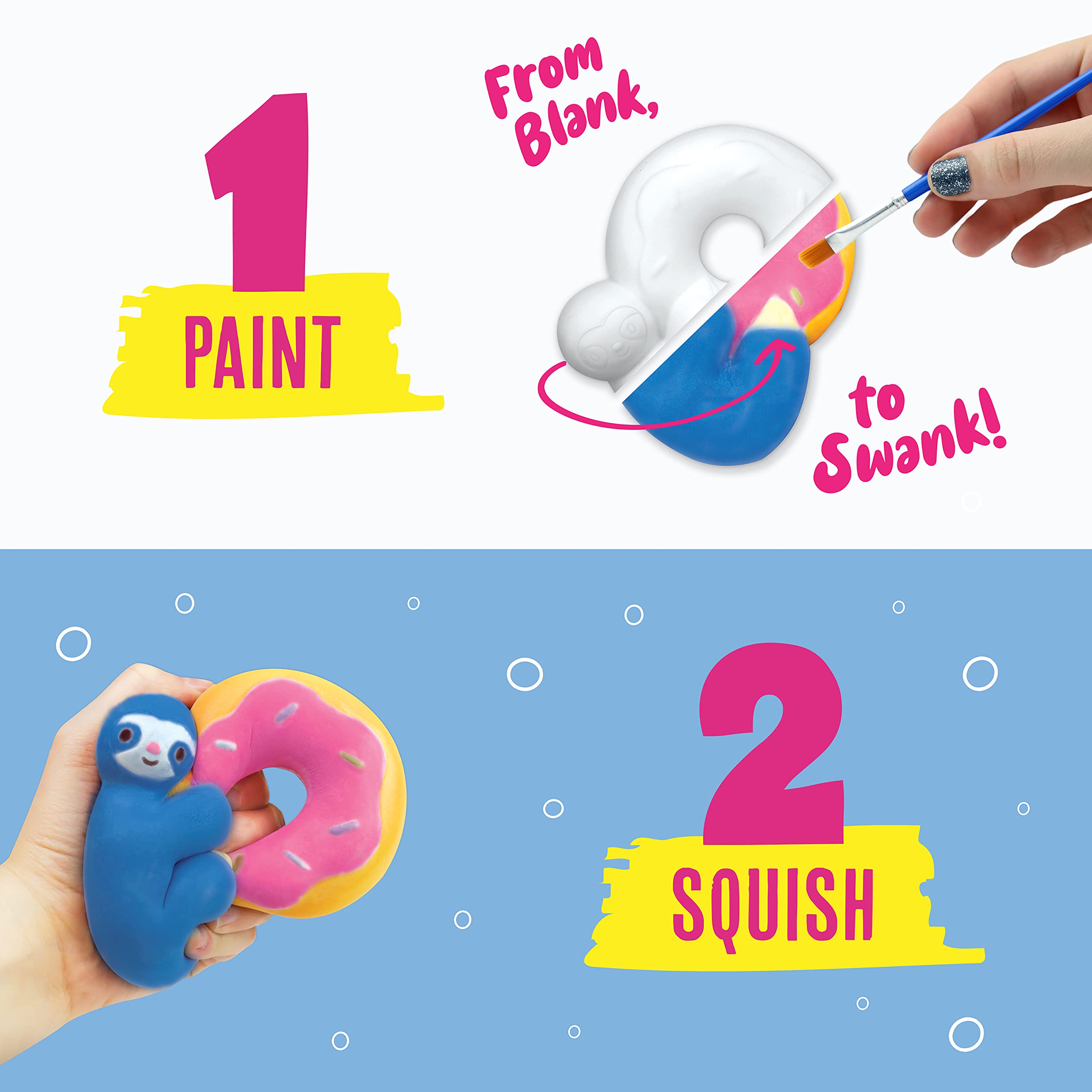 DOODLE HOG Sloth Squishy Painting Kit - Slow Rise Squishy Animals Toys for Kids Ages 8-12, Creative Arts & Crafts DIY Gift for Girls & Boys - Perfect for Easter Basket Stuffers, Birthday Presents & Stress Relief Fun