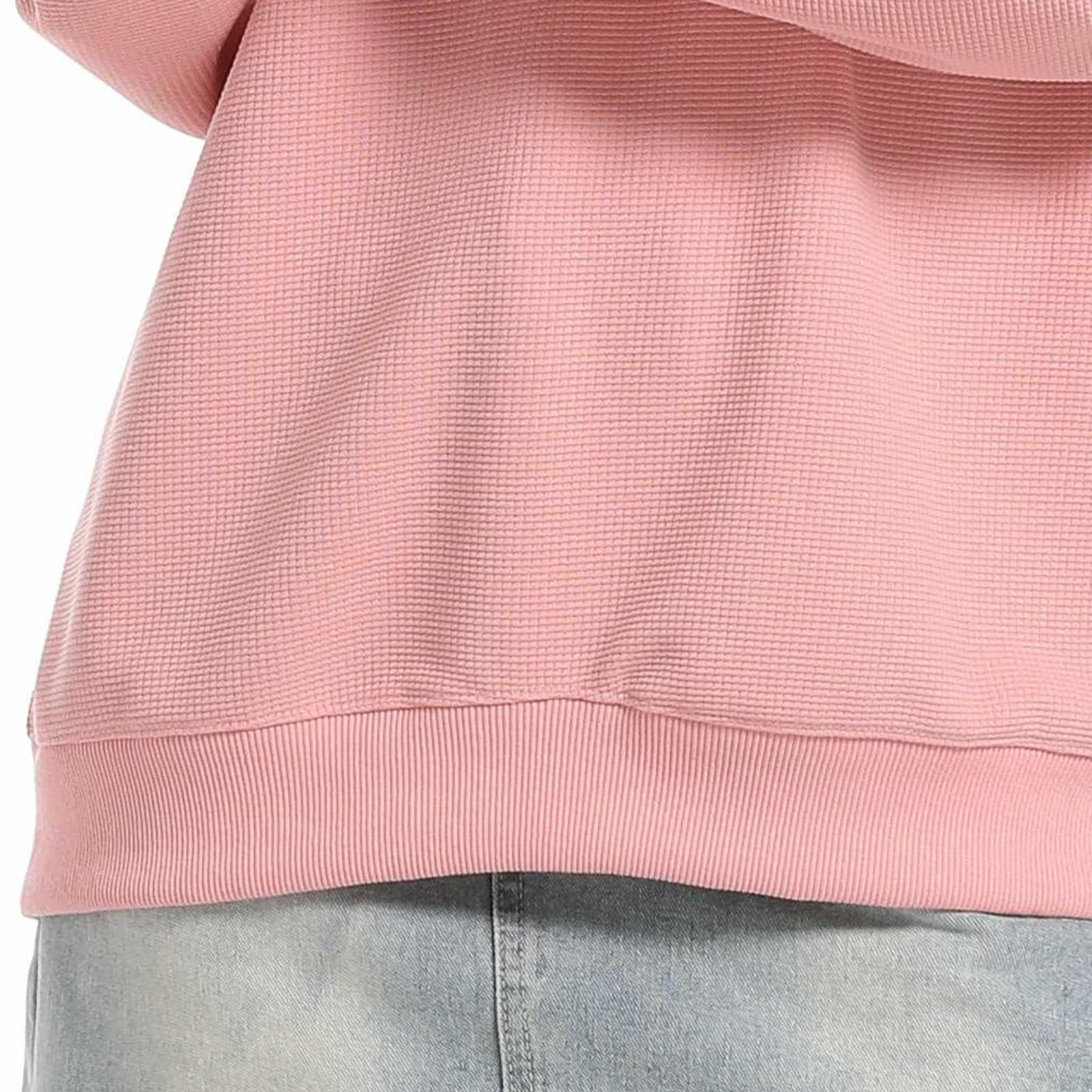 Women's Waffle Knit Pullover Sweatshirt - Crew Neck Long Sleeve Loose Fit Casual Top - Soft Lightweight Comfortable (S-XXL) for Fall Layering, Lounge Wear & Everyday Outfits