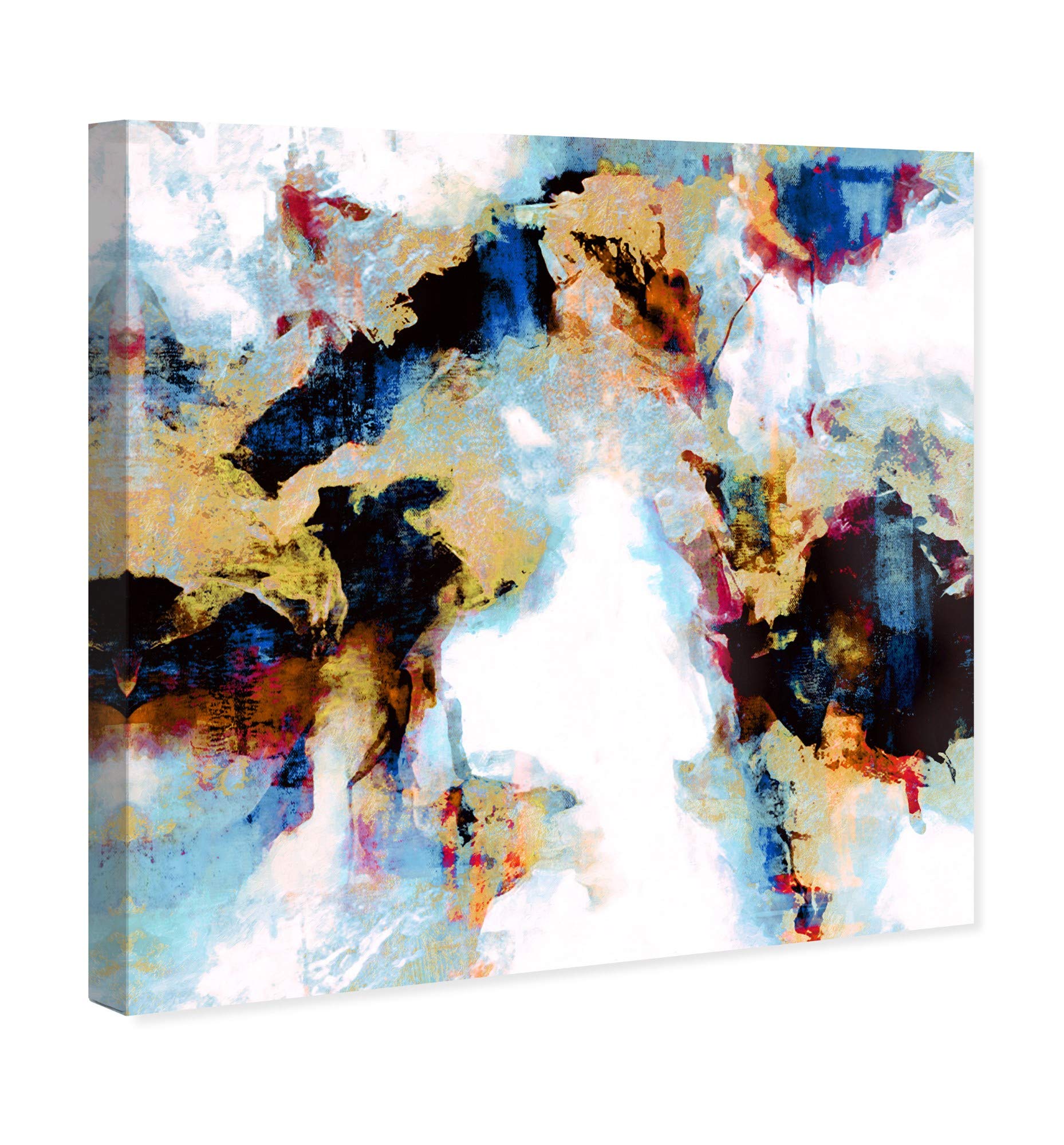 Abstract Wall Art Canvas Print 'Explosive Shades of City Lights' - 30x30 Inch Brown & Black Modern Home Decor Painting for Living Room, Bedroom & Office