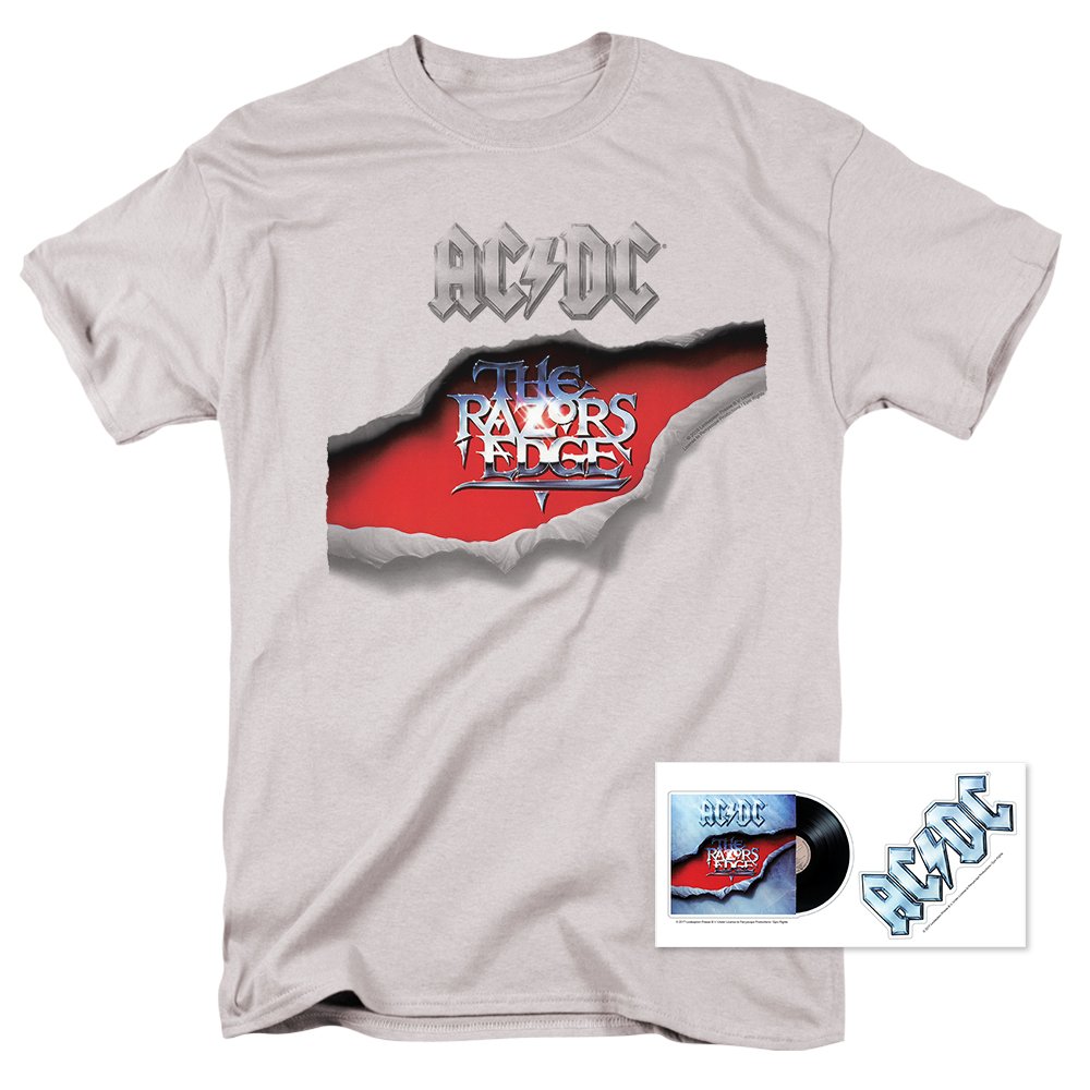 ACDC The Razor's Edge Rock Band Vintage T-Shirt with Bonus Stickers - Perfect for Concerts, Gifts & Rock Music Fans