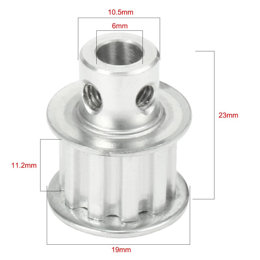 uxcell Aluminum 10 Teeth 6mm Bore 5.08mm Pitch Timing Belt Pulley for 10mm Belt - Compatible with 3D Printers, CNC Machines, and Industrial Automation Equipment