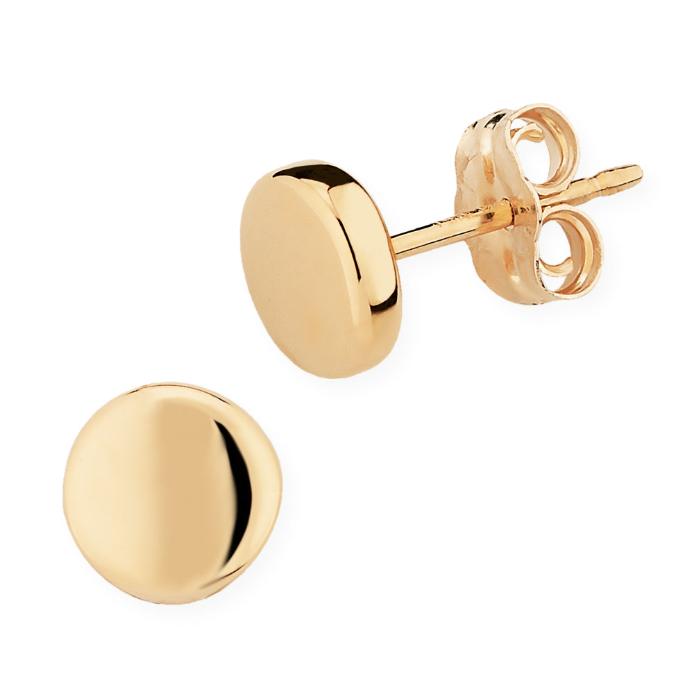 14K Gold 6mm Flat Round Stud Earrings - Hypoallergenic Minimalist Earrings for Women, Perfect for Everyday Wear, Gifts & Special Occasions