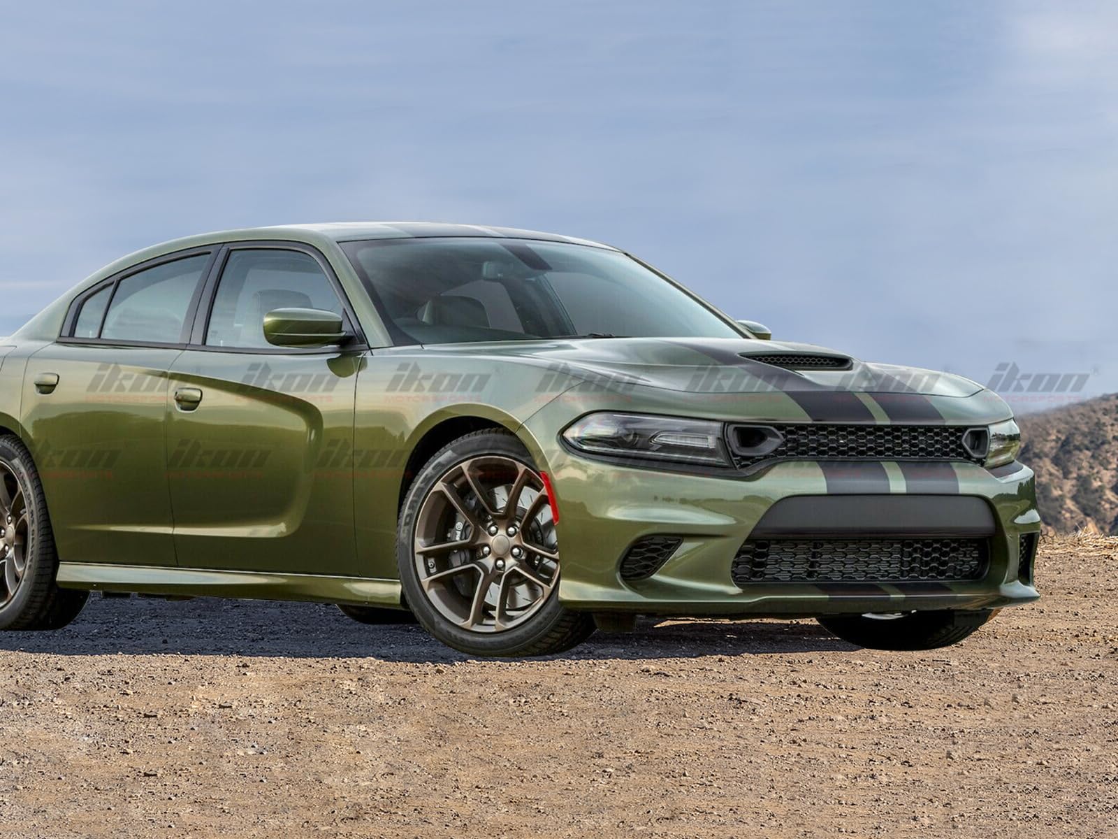 IKON MOTORSPORTS Front Upper Grille Replacement for 2015-2023 Dodge Charger SRT/Scat Pack - PP Front Bumper Grille Upper Grill Guards - Perfect for Car Upgrades & Street Racing Style