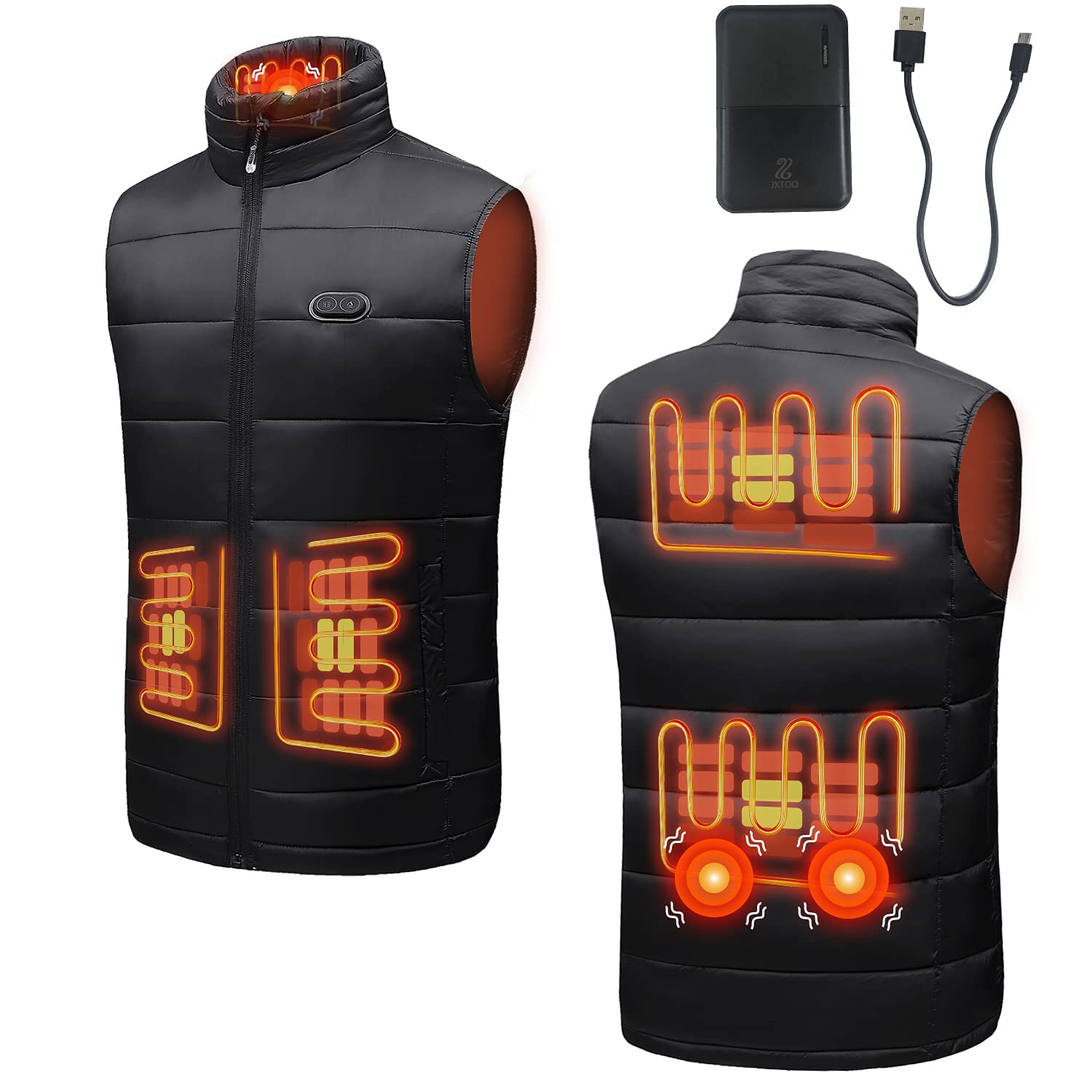 Heated Vest for Men - Lightweight, Waterproof Fleece Puffer Jacket with Rechargeable Battery Pack & Massage Function | Winter Outdoor Activities, Hiking, Skiing, Camping
