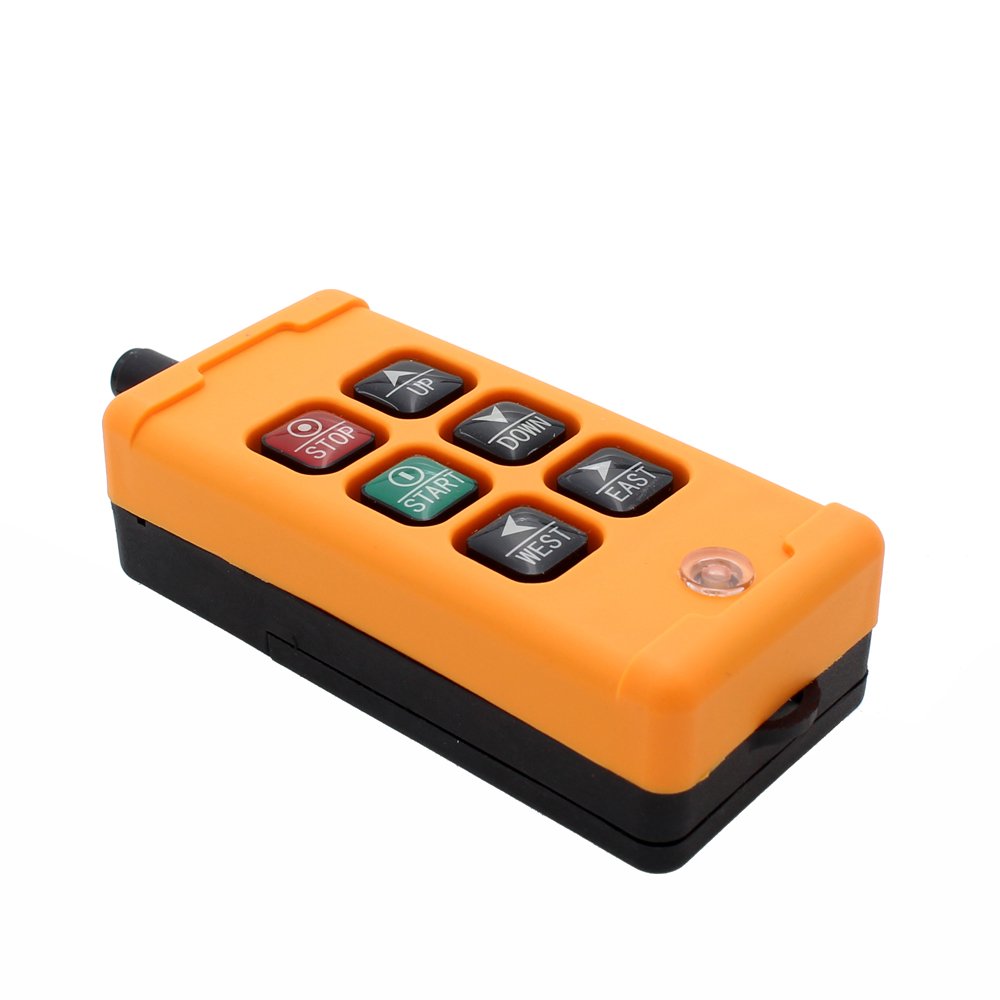 6 Key Industrial Crane Remote Control Wireless Transmitter with Push Button Switch (AC/DC 12-24V) - Perfect for Overhead Cranes, Hoists, and Material Handling Equipment