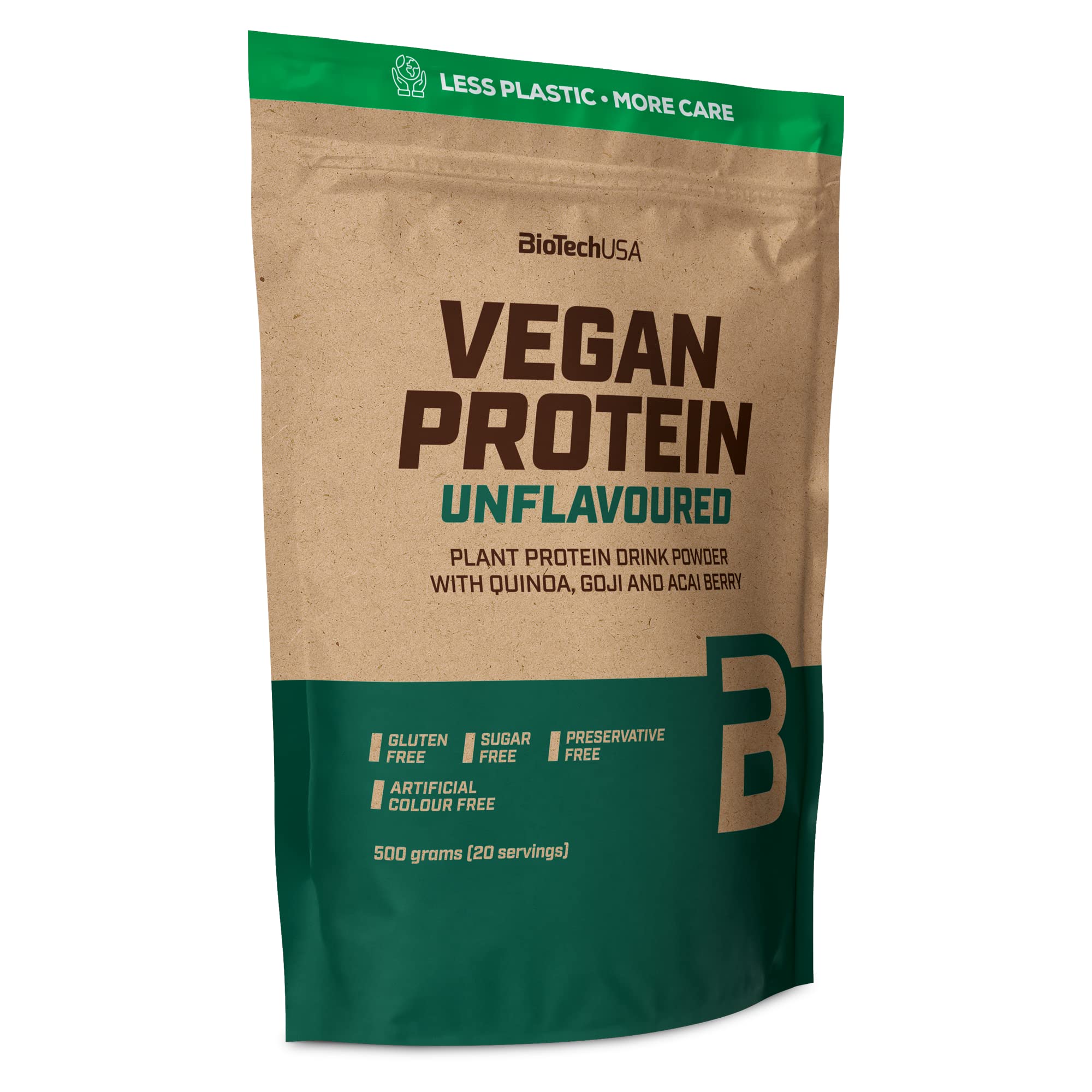BioTechUSA Vegan Protein Powder - Plant-Based, Unflavored, 500g for Muscle Recovery & Post-Workout Nutrition | Ideal for Smoothies, Baking & Vegan Fitness Enthusiasts