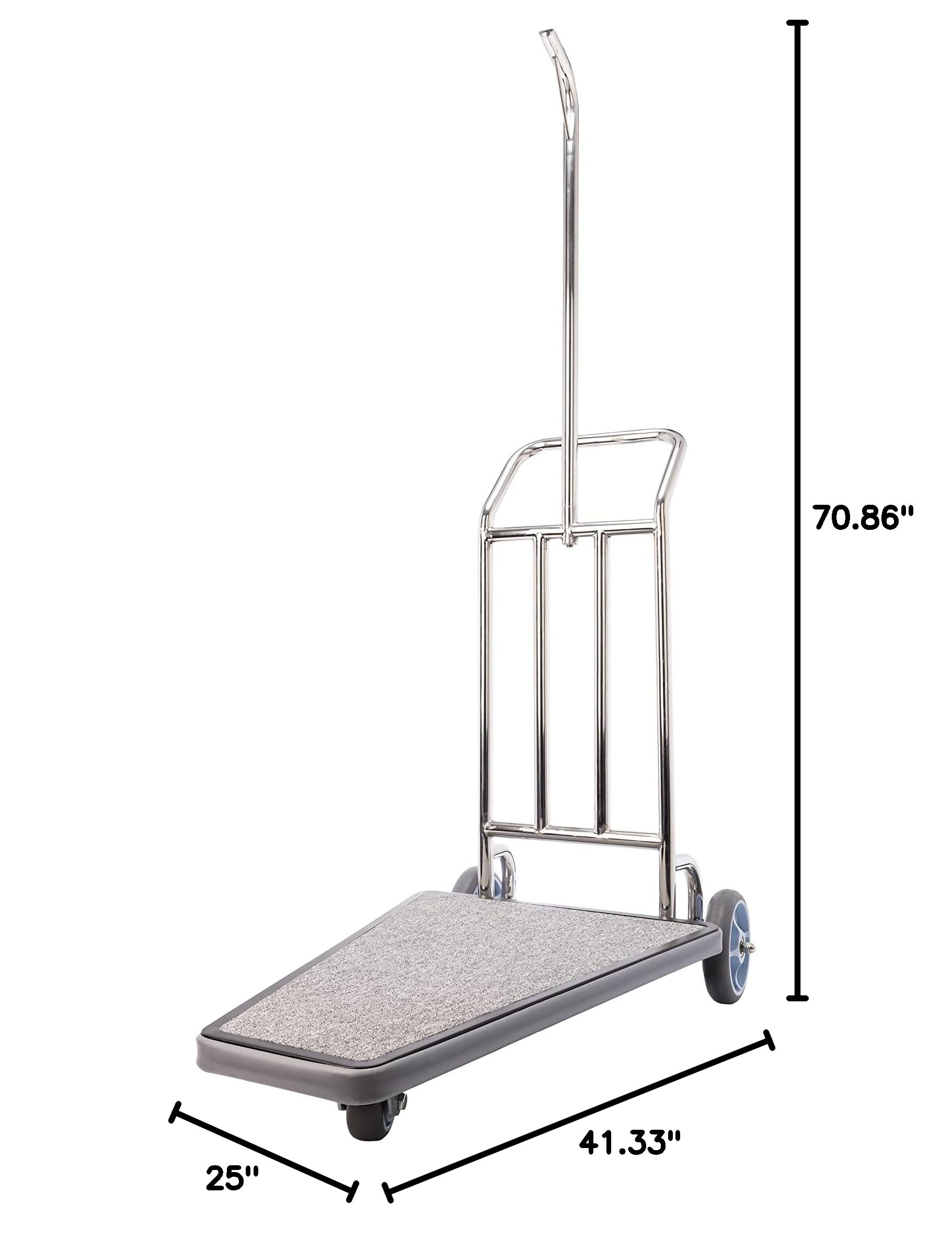 Value Valet Single Nesting Luggage Cart - Lightweight Stainless Steel Trolley with 3 Wheels - Portable Bellman Travel Cart for Hotels, Condos & Convention Centers - 300 lb Capacity - Perfect for Airport, Cruise & Business Travel
