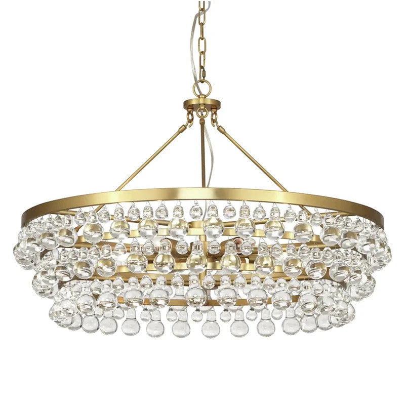 Abee Waterdrop Round Crystal Chandelier - 35 Inch Modern Ceiling Light Fixture for Dining Room, Bedroom, Living Room & Entryway Decor