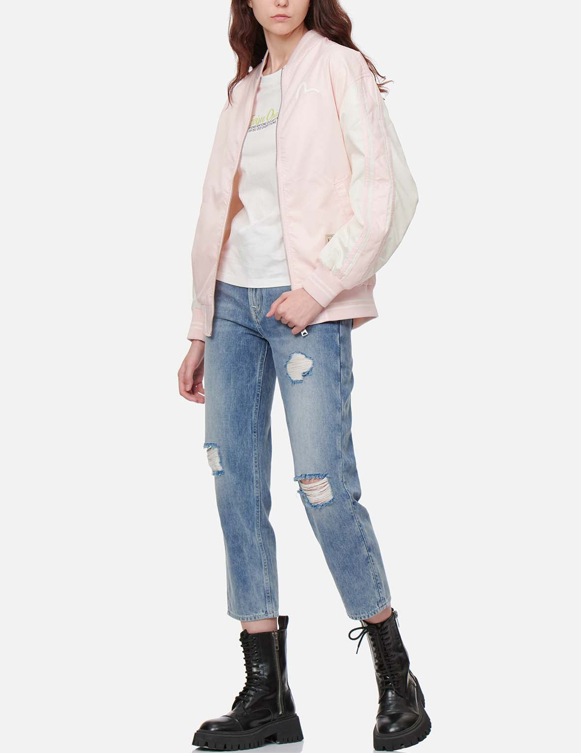 Deconstructed Godhead Embroidery Bomber Jacket - Vintage Streetwear Fashion for Men & Women | Perfect for Urban Outfits, Music Festivals & Night Out