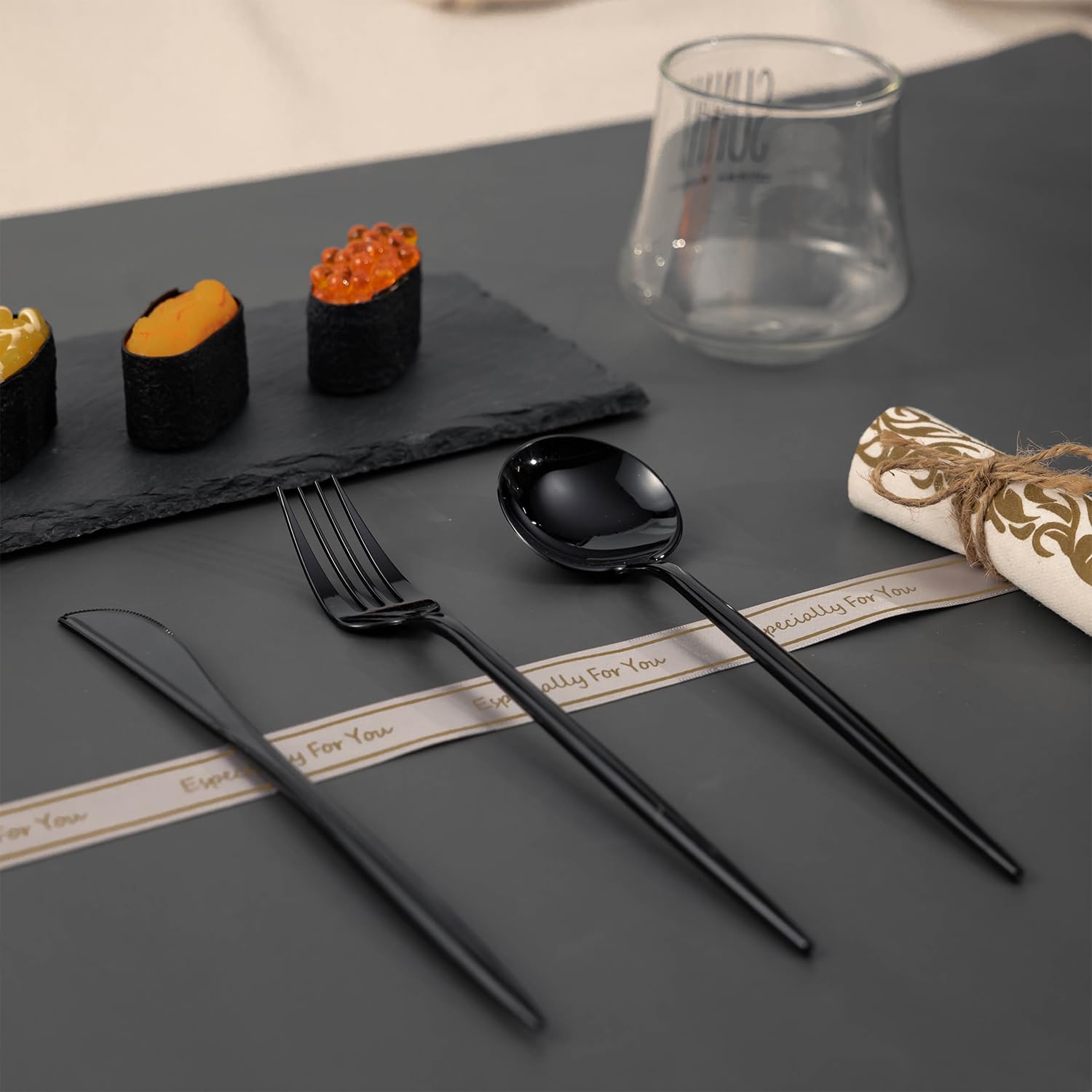 180-Piece Heavy Duty Black Plastic Silverware Set - 60 Forks, 60 Spoons & 60 Knives - Durable Disposable Cutlery for Parties, Weddings, BBQs & Catering Events - Perfect for Birthday Celebrations, Picnics & Office Gatherings