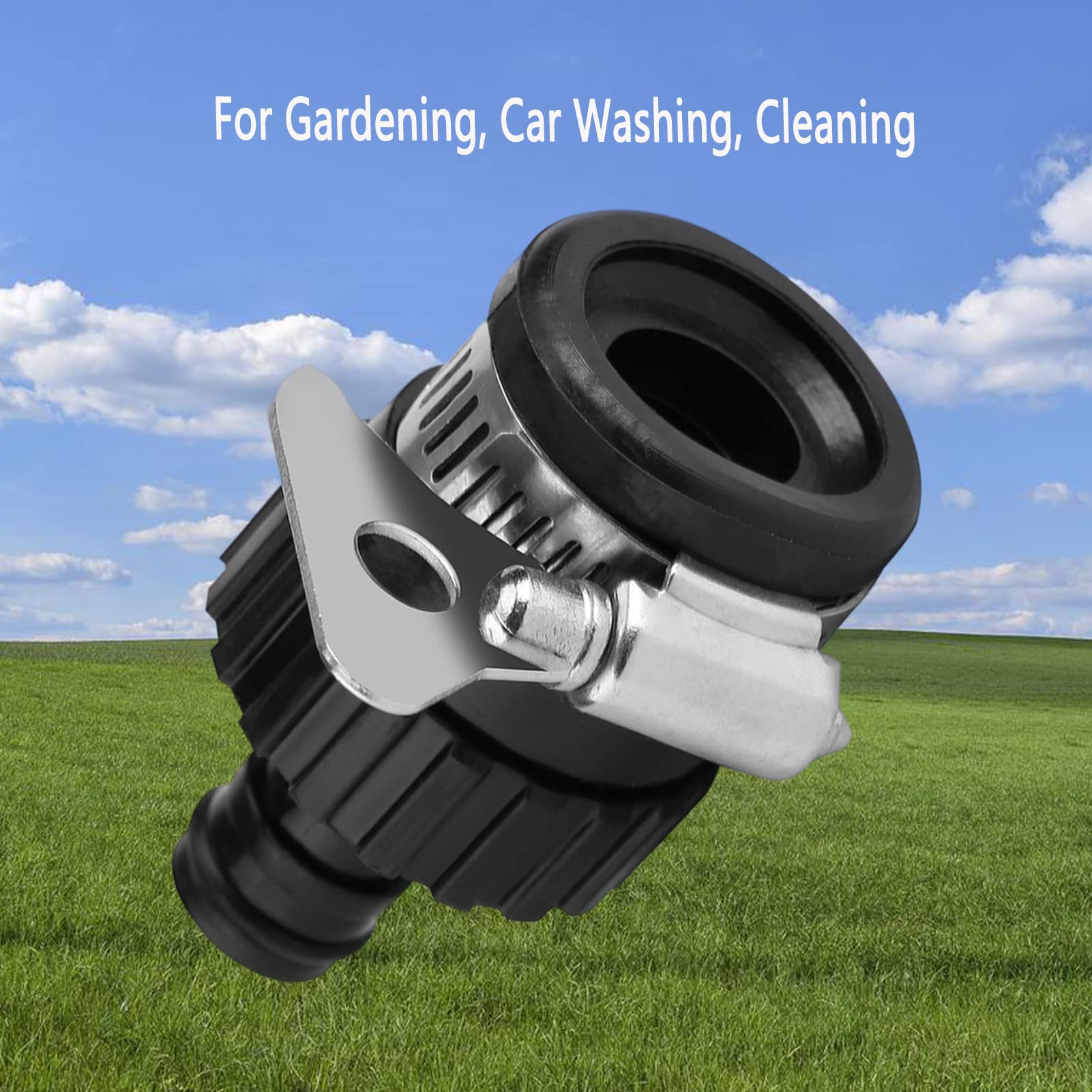 Hakeeta Stainless Steel Water Gun Connector - Heavy Duty Garden Hose Adapter for Outdoor Use, Fits Taps Up to 20mm - Perfect for Gardening, Car Washing, Lawn Irrigation & Outdoor Cleaning