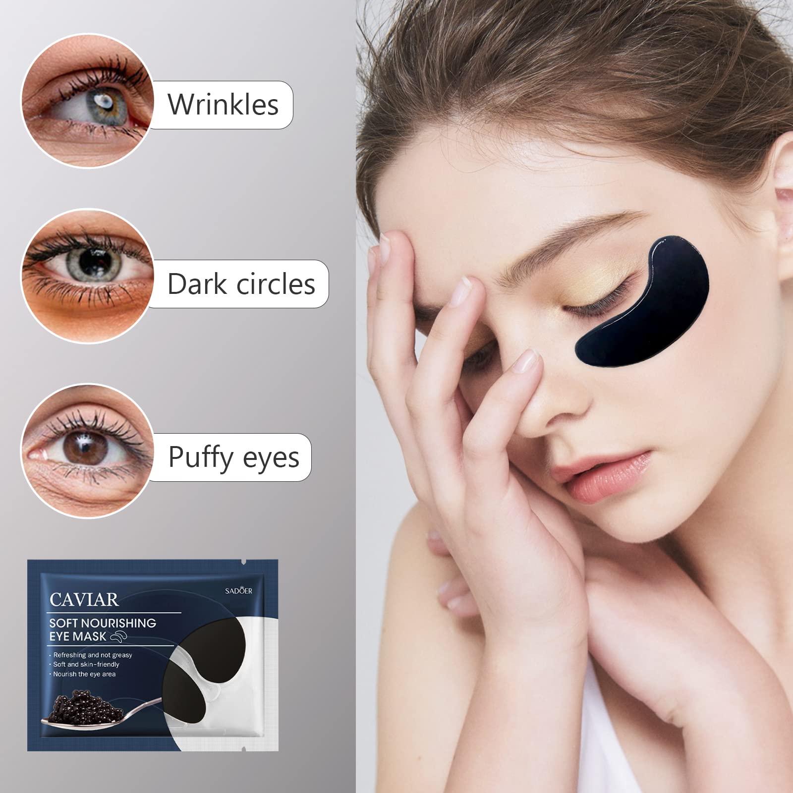 **30 Pairs Sakura Essence Under Eye Patches - Hydrating Collagen Eye Mask for Puffy Eyes, Dark Circles & Anti-Aging | Perfect for Skincare Routine, Travel & Overnight Use**
