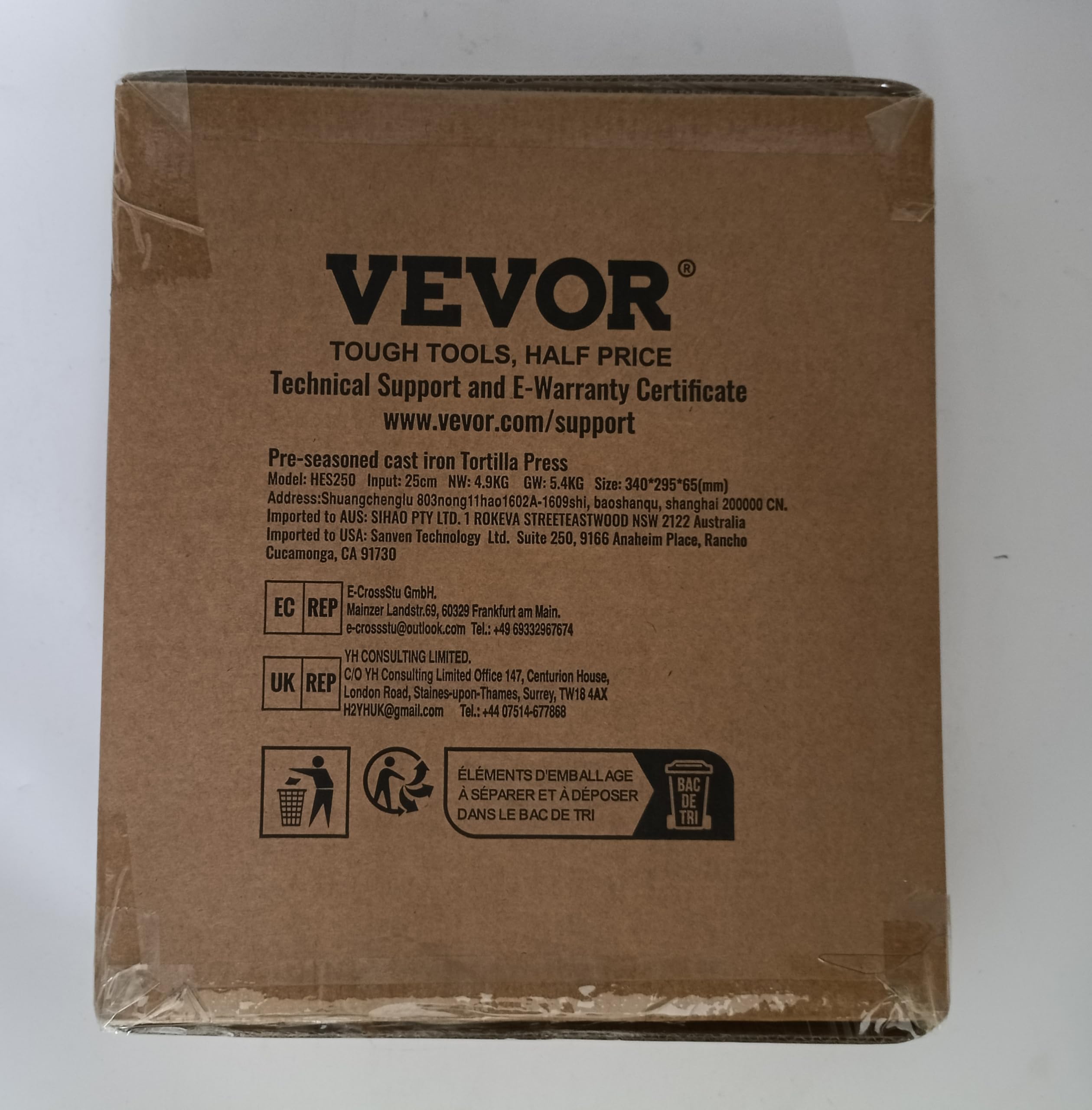 VEVOR 10 Inch Cast Iron Tortilla Press & Roti Maker - Heavy Duty Pre-Seasoned Tortilladora for Flour Tortillas, Tawa, Pataconera - Includes 100 Parchment Papers - Perfect for Mexican Cuisine, Indian Roti, Home Cooking & Restaurant Use