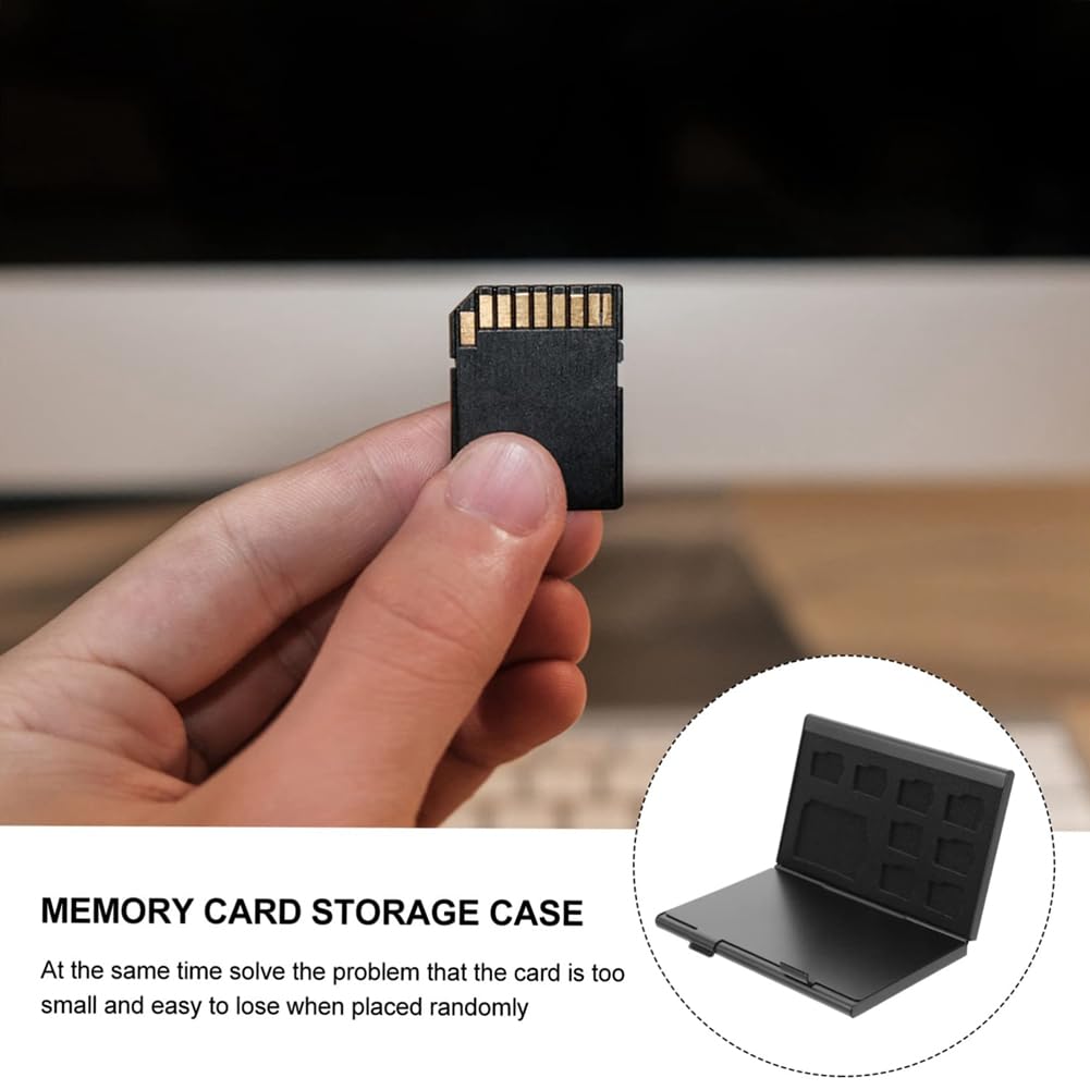 Misamo Waterproof Portable Memory Card Holder - Secure Storage Case for 4 SD Cards & 8 Micro SD Cards - Compact Organizer for Photographers, DJs, Drone Users (Black) - Perfect for Travel, Outdoor Shooting & Data Backup