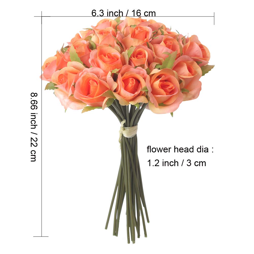 Artificial Rose Flowers - 26 Heads Ivory Bridal Bouquet for Wedding, DIY Floral Arrangement, Home & Hotel Decoration (Orange) | Perfect for Wedding Centerpieces, Bridal Showers, Party Decor & Room Styling