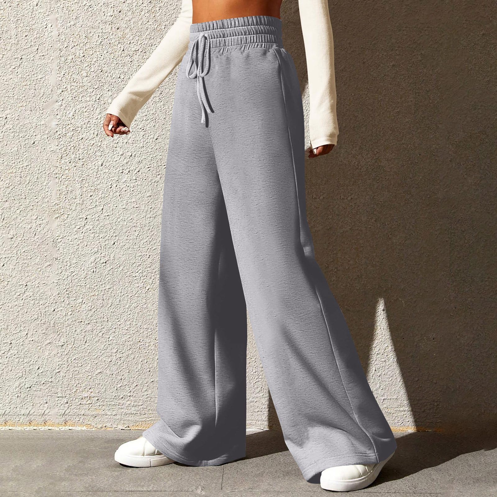 **Women's Wide Leg Sweatpants - Winter Baggy Straight Leg Joggers with Pockets, Plus Size Drawstring Flare Pants for Lounge, Yoga & Casual Wear**