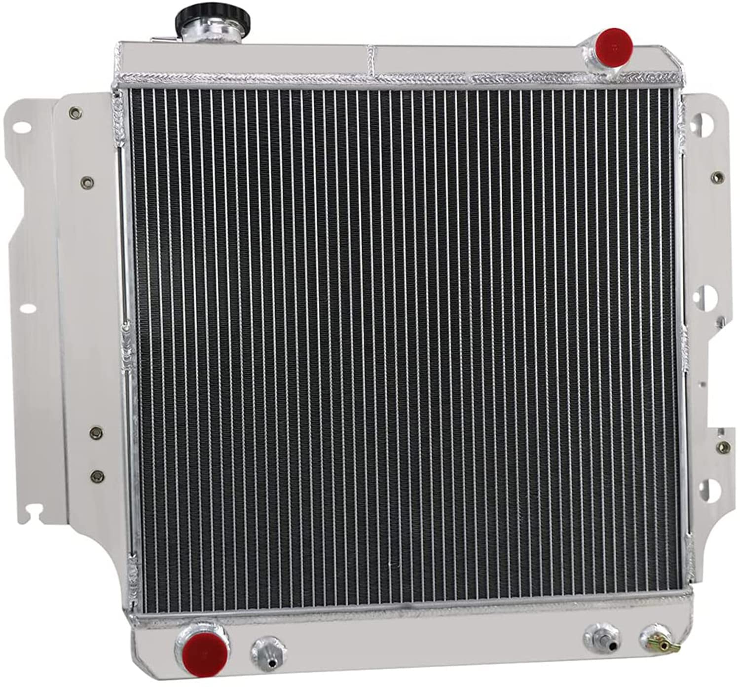 1987-2006 Jeep Wrangler TJ 3-Row Aluminum Radiator with Fan Shroud & Thermostat Relay Kit - High Performance Cooling Upgrade for Off-Road Adventures & Daily Driving