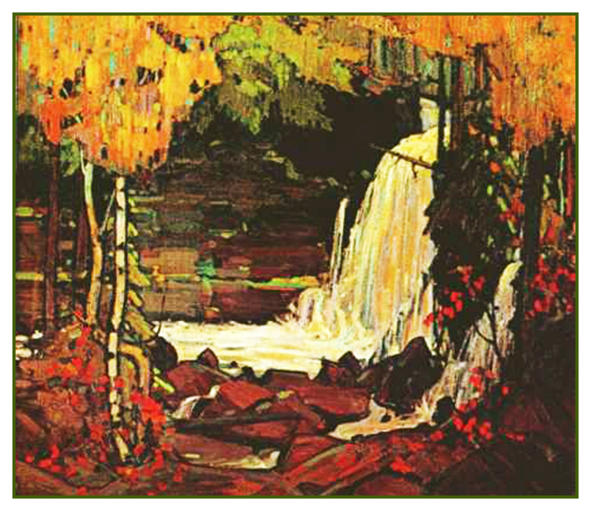 Orenco Originals Tom Thomson's Woodland Waterfall Ontario Counted Cross Stitch Kit - DIY Embroidery Pattern for Home Decor & Gift Giving