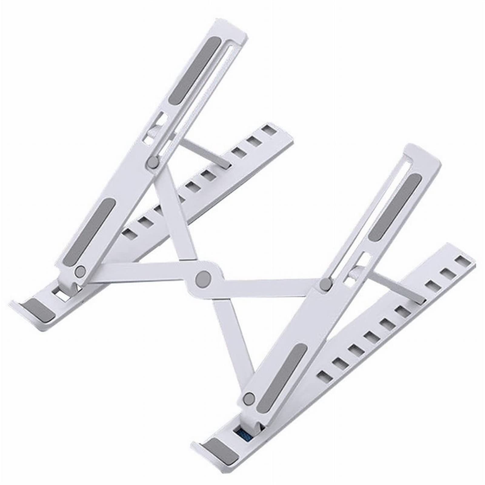 Adjustable Aluminum Laptop Stand - Portable Foldable Notebook Holder & Tablet Stand for MacBook, PC, Surface Pro - Perfect for Home Office, Work from Home & Travel (ABS White)