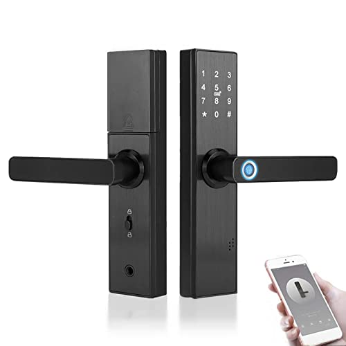 Smart Fingerprint Door Lock - Keyless Entry with Touchscreen, Password, IC Card & Mechanical Key Backup | Secure Home & Office Access Control for Enhanced Safety