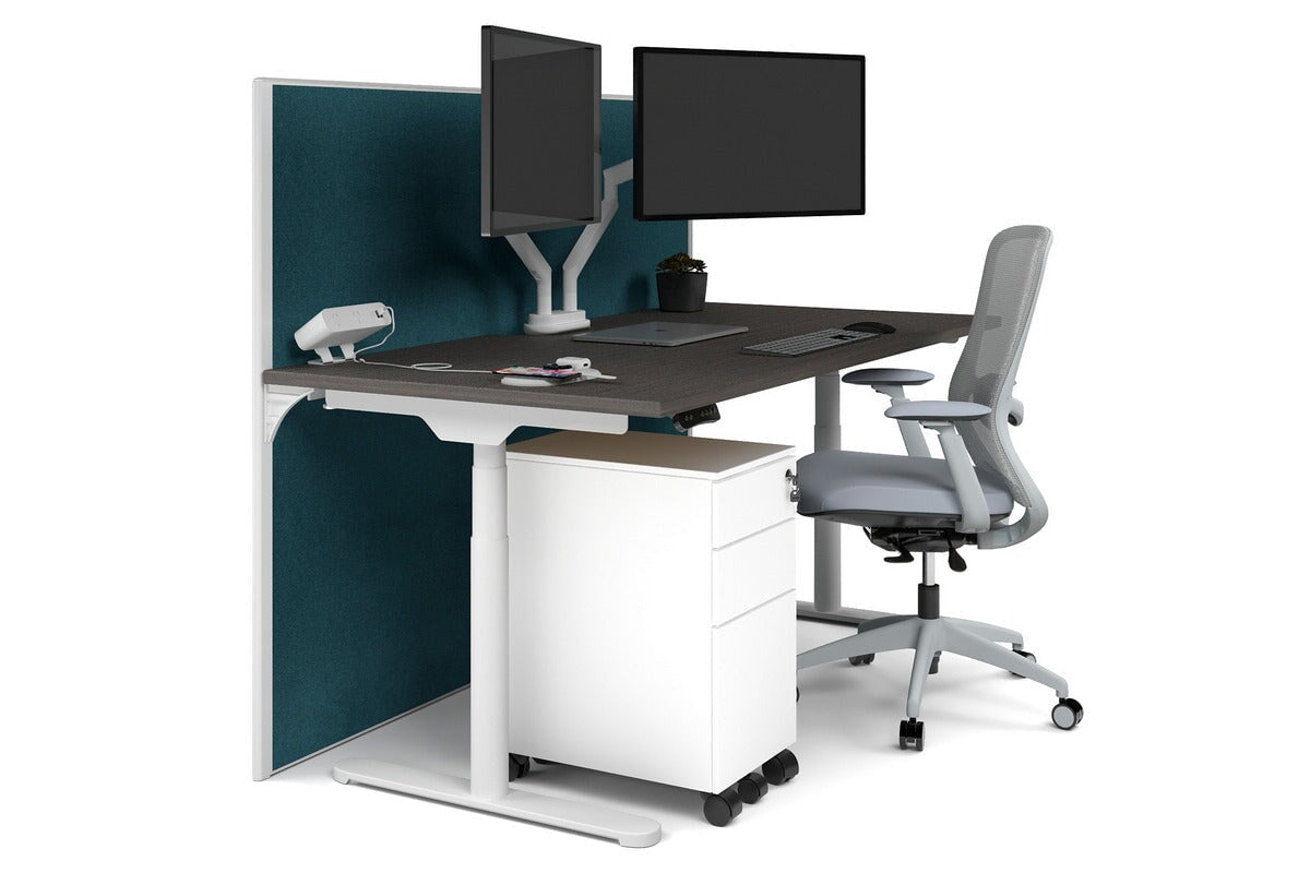 Flexi Premium Height Adjustable Single Workstation Desk - 1600L x 800W with Cable Management Scallop | Ergonomic Standing Desk for Home Office & Workspace