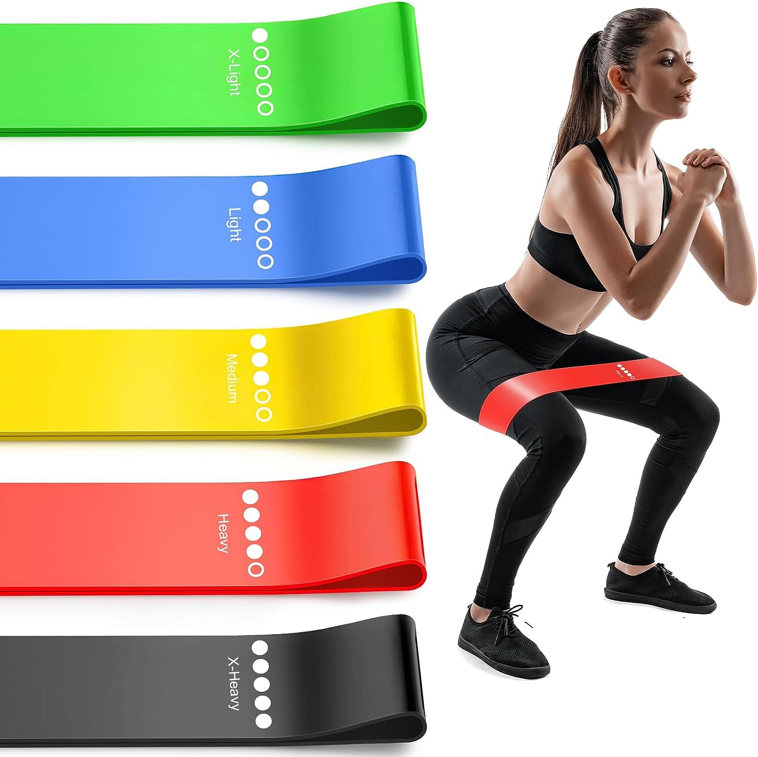Premium Resistance Bands Set for Workouts - 5 Level Exercise Bands for Strength Training, Yoga, Pilates & Home Gym Fitness | Ideal for Muscle Toning, Physical Therapy & Full Body Workouts