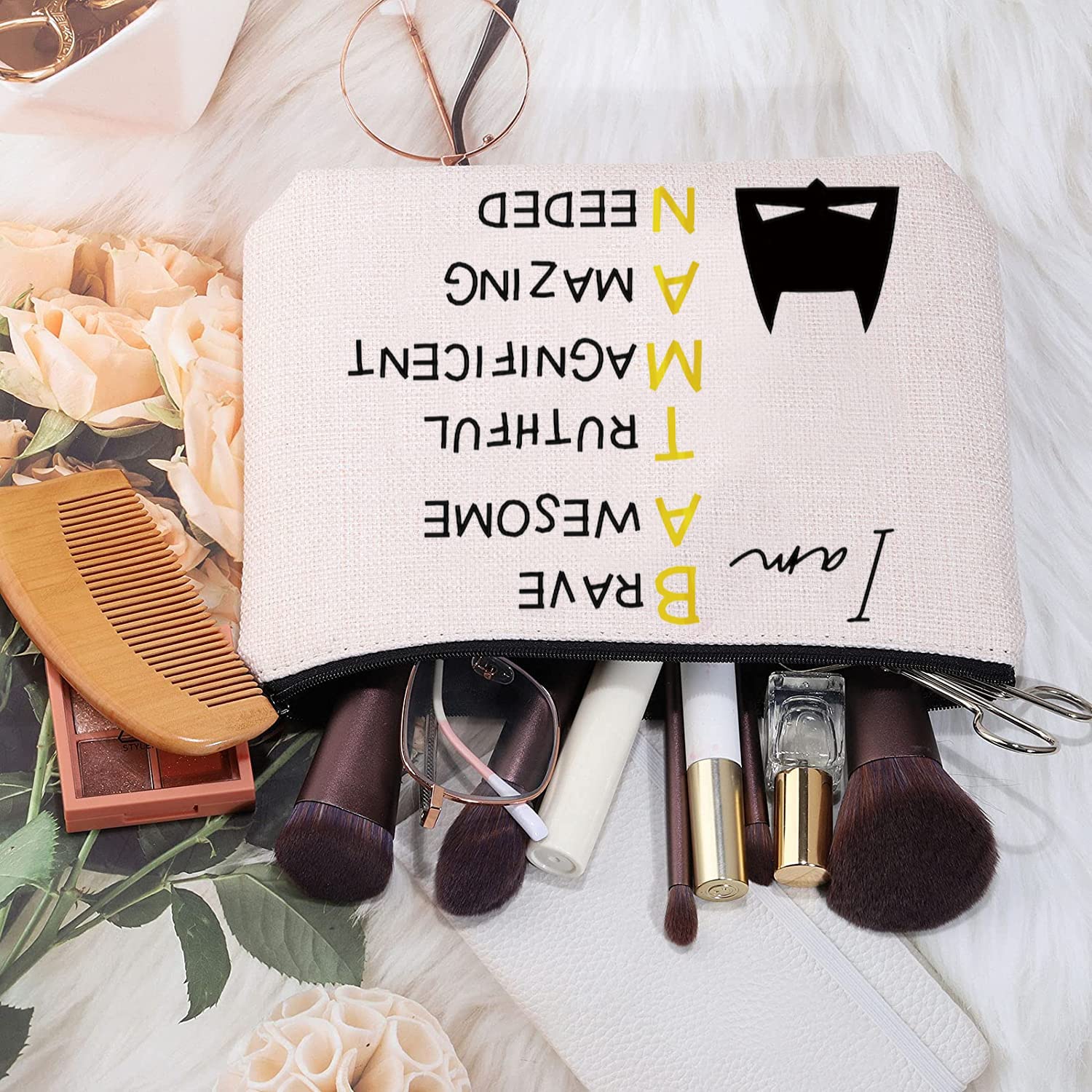 MEIKIUP Batman Inspired Cosmetic Bag - Movie Themed Makeup Pouch for Women & Fans - Perfect Gift for Bat Lovers, Cosplay & Comic Con Accessories