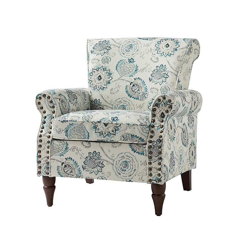 Artemisa Modern Floral Pattern Upholstered Armchair - Comfortable Living Room Accent Chair for Home Office & Lounge Decor