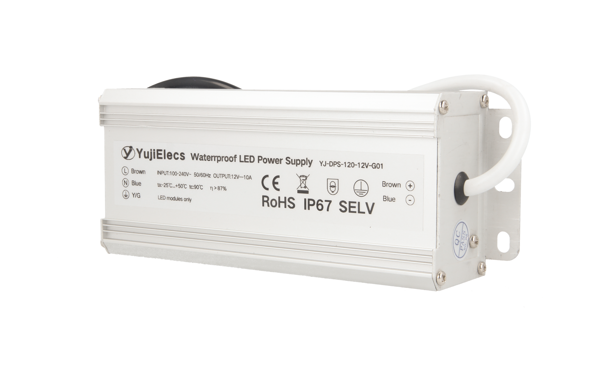 YujiElecs™ 120W IP67 Waterproof LED Strip Power Supply - 1pc Pack - Ideal for Indoor/Outdoor Lighting, Signage, and Decorative Applications