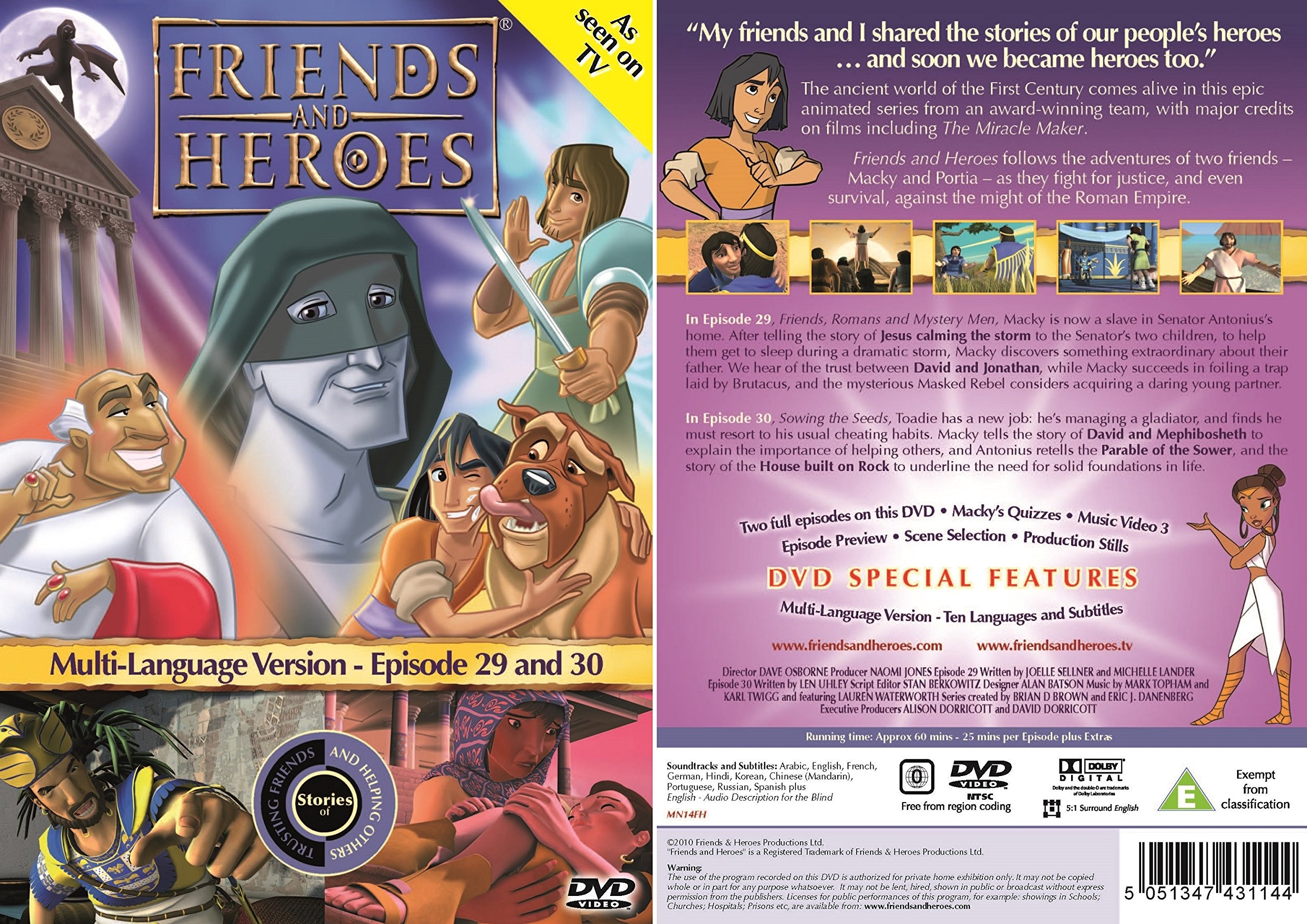 Friends and Heroes DVD Series 3-Pack - Multi-Language Bible Stories for Kids (Last Supper, Ten Commandments) | Christian Children's Entertainment & Sunday School Teaching Resource