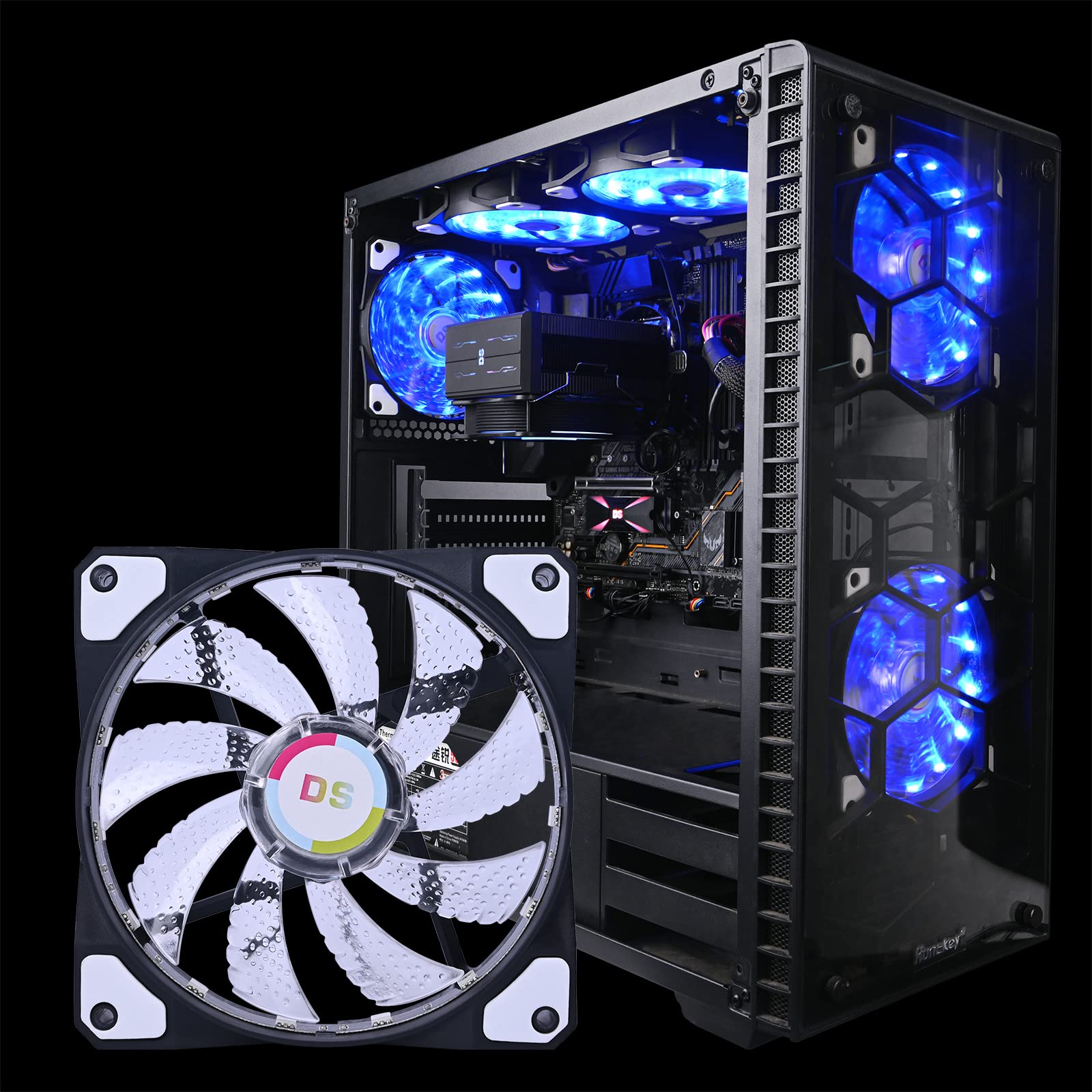 120mm RGB PC Case Fans with Remote Control - 5 Pack LED Cooling Fan Kit for Computer Cases, CPU Coolers & Water Cooling - Compatible with ASUS Aura & MSI Mystic Light Sync - Ultra Quiet F Series Fans for Gaming PCs & Workstations