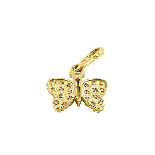 14K Solid Yellow Gold Butterfly Pendant with CZ Stones - Elegant Jewelry Gift for Women, Perfect for Birthdays, Anniversaries & Special Occasions