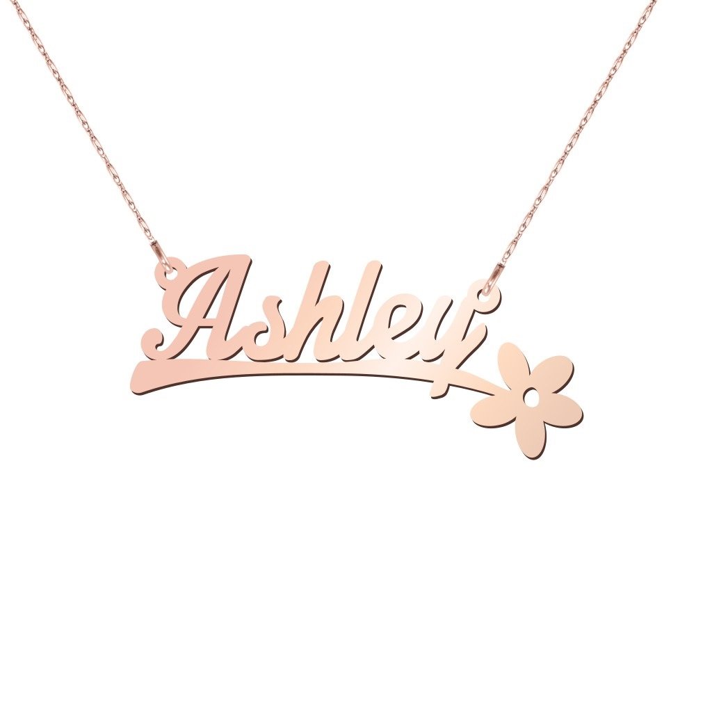 14K Gold Personalized Flower Name Necklace - Custom Engraved Jewelry for Women - Perfect Gift for Birthday, Anniversary & Mother's Day
