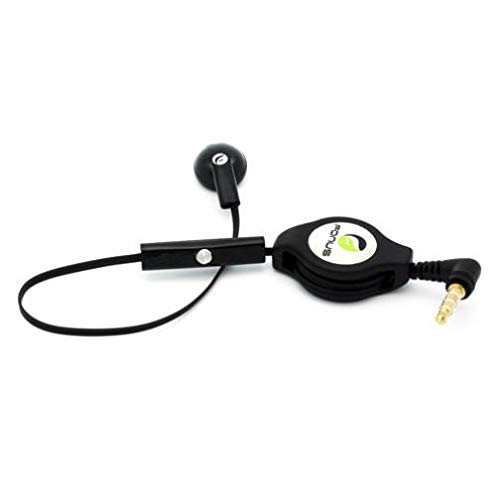 Retractable Mono Earphone with Mic - 3.5mm Headset for Motorola Moto G Stylus 5G | Hands-Free Earbud for Driving, Gaming & Work Calls | Compatible with Moto G Stylus 5G Smartphone