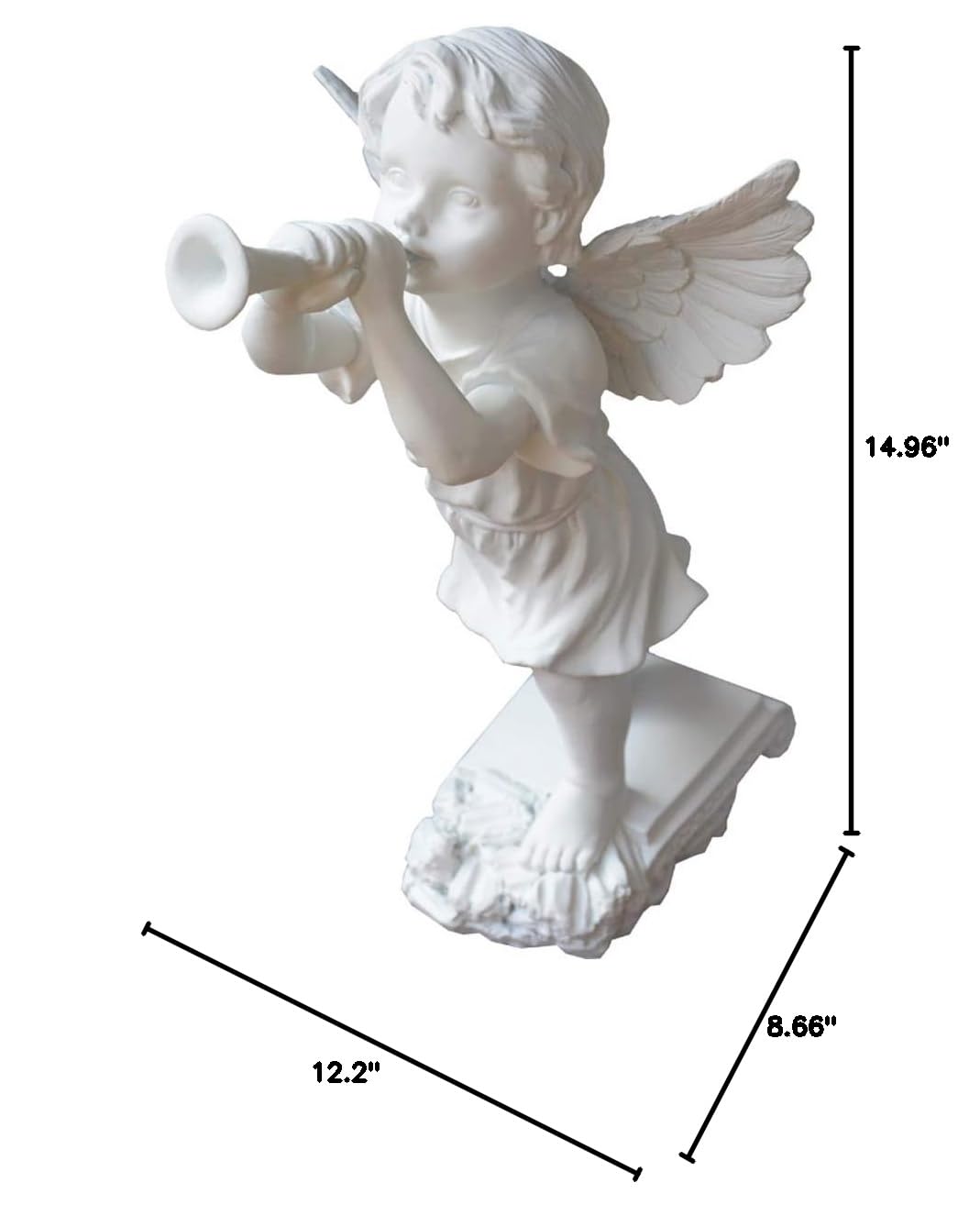 Resin Angel Statue Sculpture - 15 Inch Tall Home & Garden Decor, Handcrafted Angel Art for Office, Living Room, and Outdoor Spaces