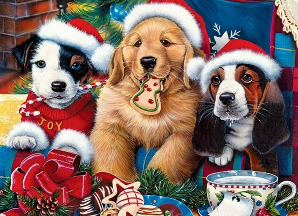 500-Piece Wooden Jigsaw Puzzle - Cute Puppy Christmas Theme, Educational Brain Teaser for Adults & Kids, Challenging Family Board Game with Artistic Picture - Perfect for Holiday Gifts, Family Bonding & Cognitive Development