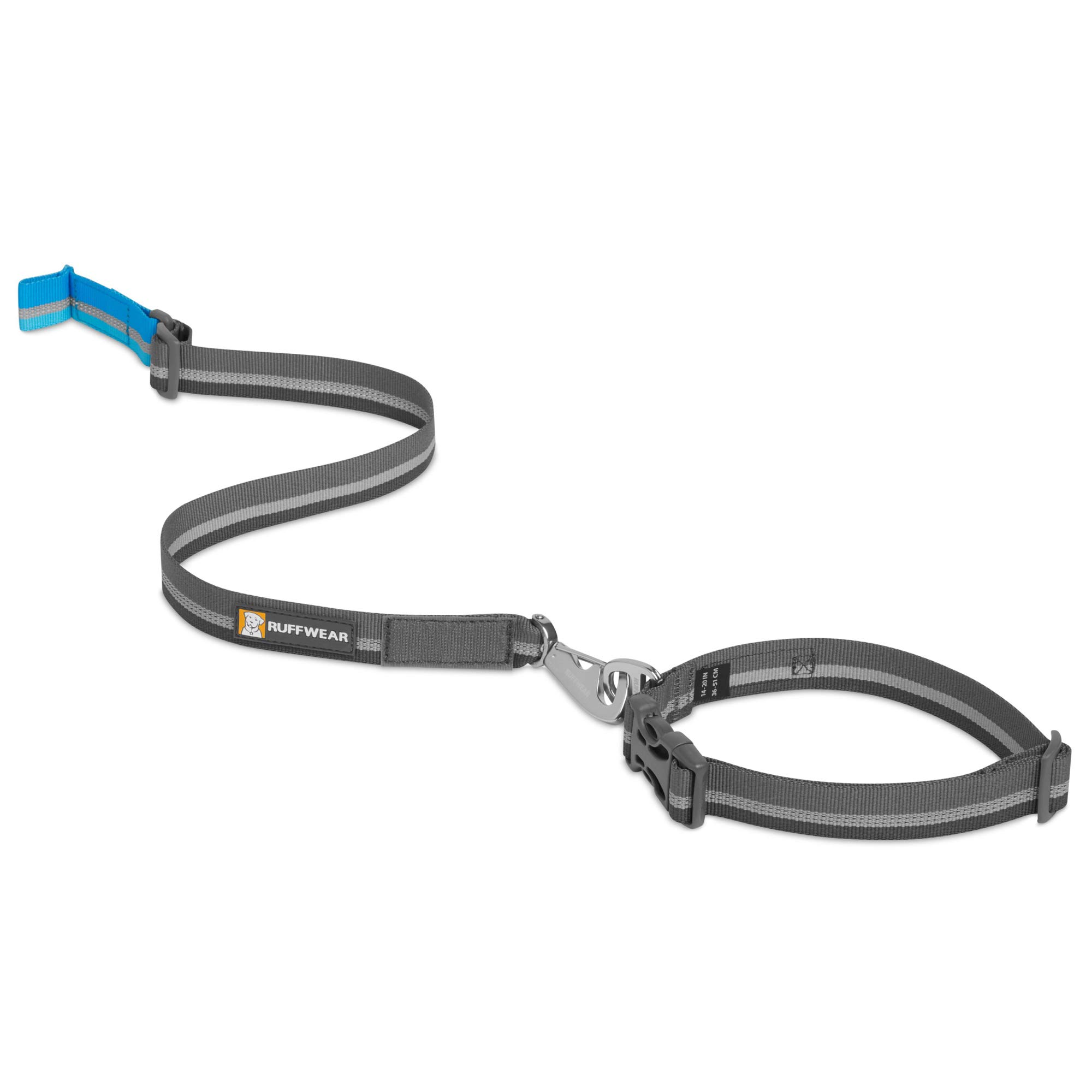 RUFFWEAR Quick Draw Adjustable Dog Leash - Hands-Free Training Lead with Collar Attachment, Granite Gray | Perfect for Hiking, Running & Outdoor Adventures with Your Pet