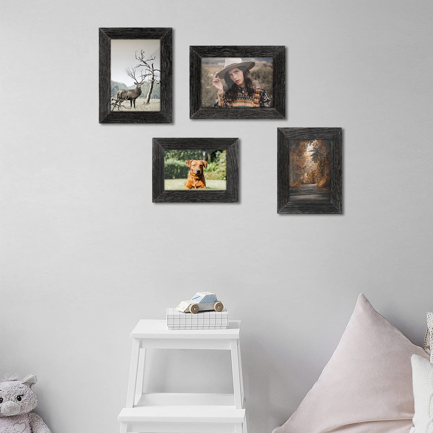 4x6 Picture Frame Bulk - Set of 12 Black Wooden Photo Frames for Wall Display, Father's Day Gift, Dad, Grandpa, Family Collage - Perfect for Home Decor, Office, and Memorial Displays