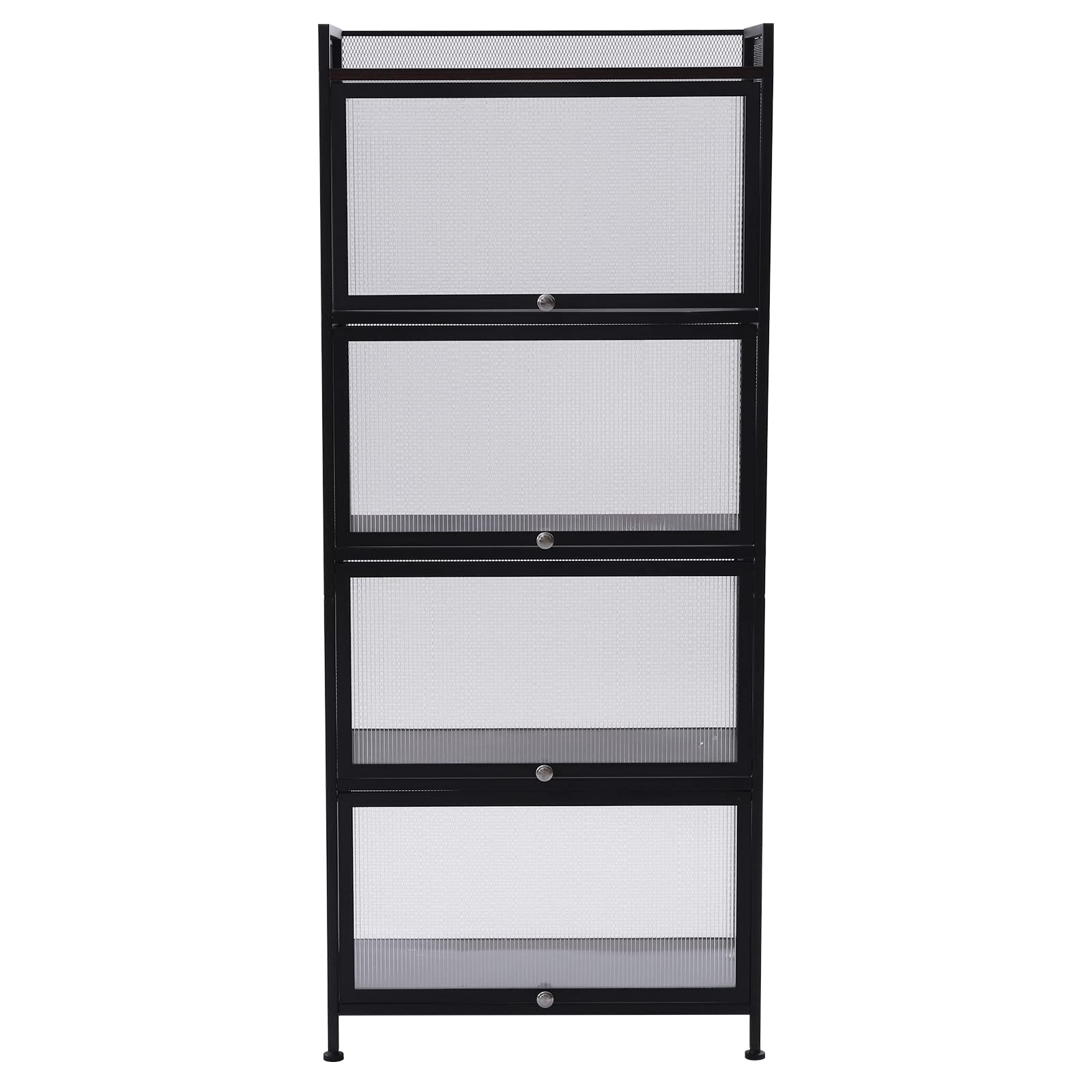 5-Tier Kitchen Pantry Storage Cabinet with Drawer & Net Rack - Organize Spices, Food & Supplies - Perfect for Living Room, Bathroom & Entryway (Black)