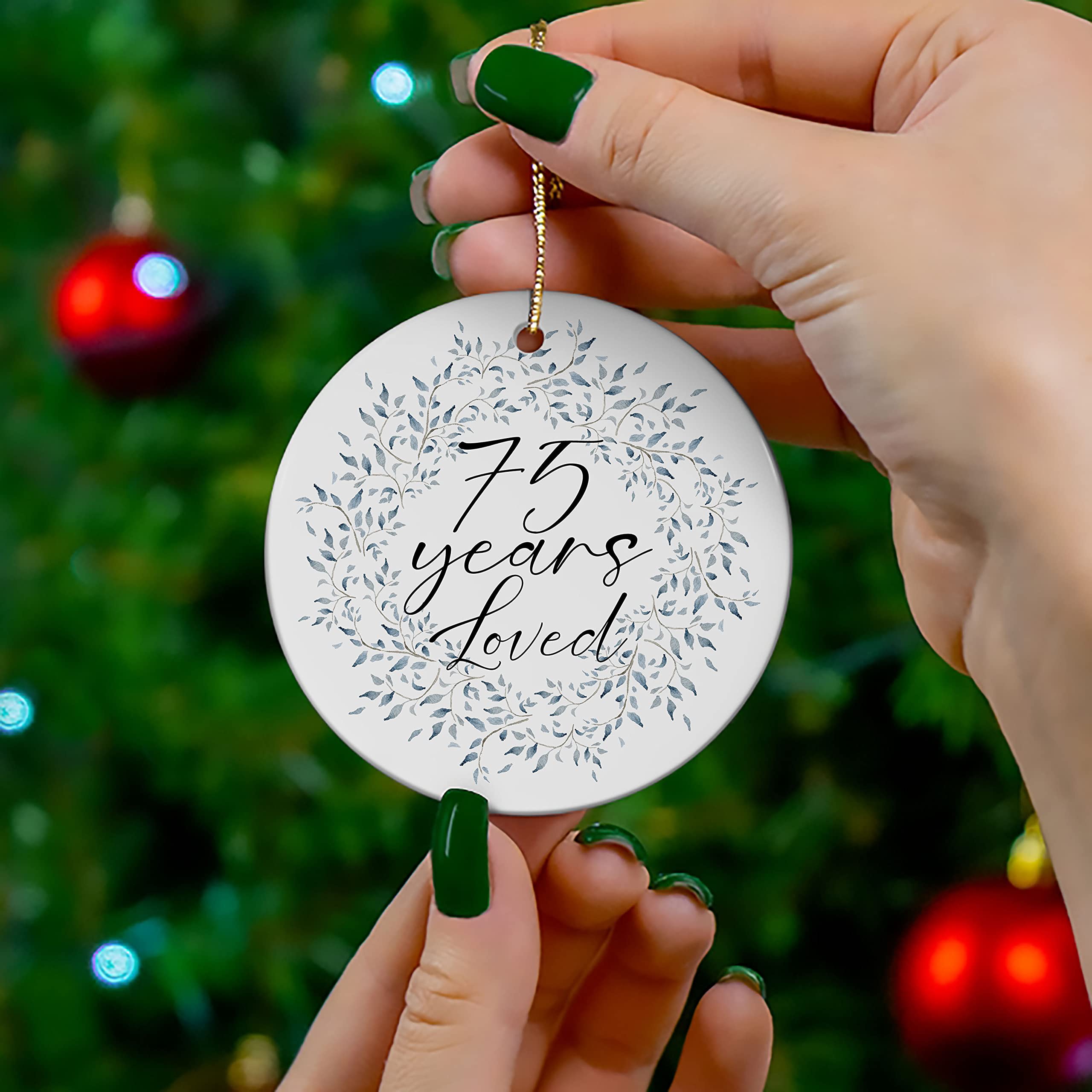 75th Birthday Ornament - Round Ceramic Keepsake for 75 Year Anniversary, Christmas Tree Decor & Party Gift for Men & Women | Perfect for Milestone Celebrations, Holiday Decorating & Special Occasions