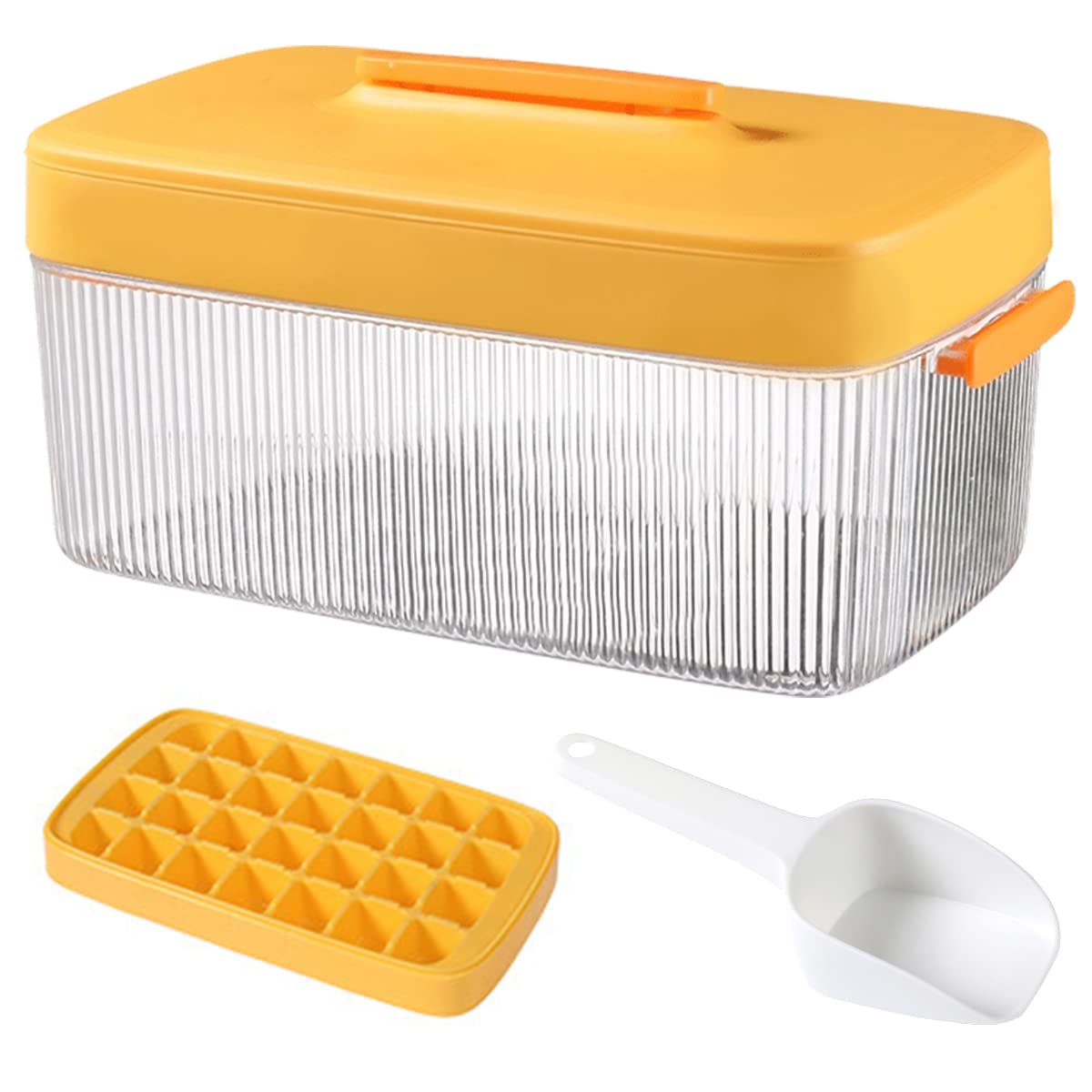 28 Grids Silicone Ice Cube Tray with Lid & Scoop - Reusable Square Ice Mold for Freezer - Perfect for Cocktails, Whiskey, Tea & Coffee - Kitchen & Bar Accessories for Home, Parties & Restaurants