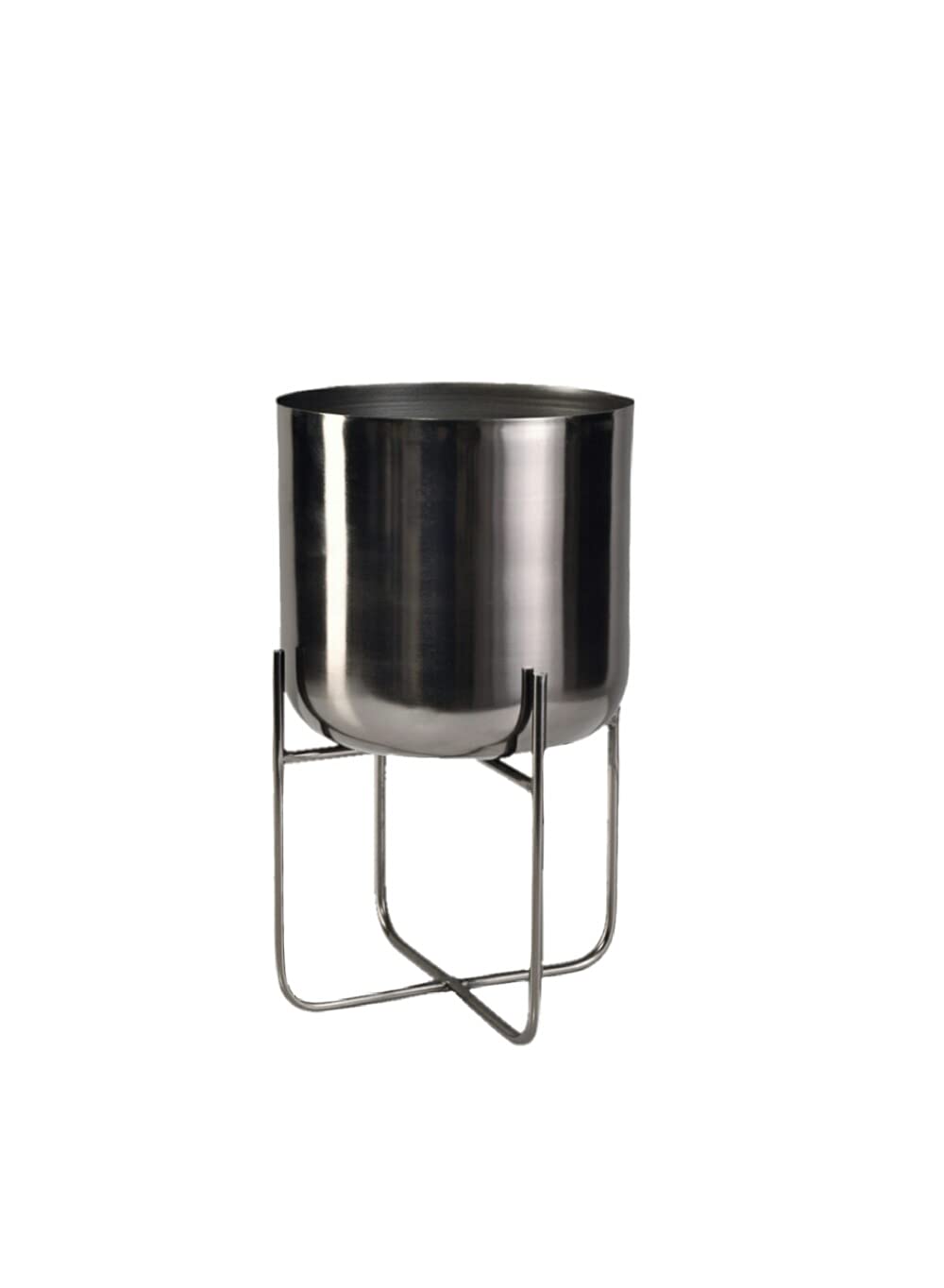 Modern Mid Century Black Nickel Planters with Stand - 13