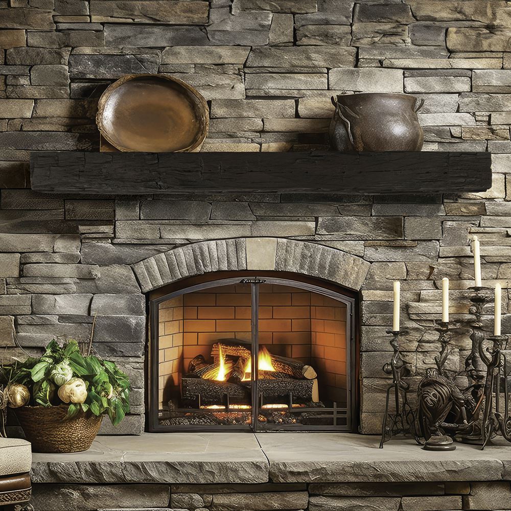 Lexington Hearth Hayloft Beam Concrete Faux Wood Mantel Shelf - Rustic Fireplace Mantel for Living Room, Bedroom & Home Decor