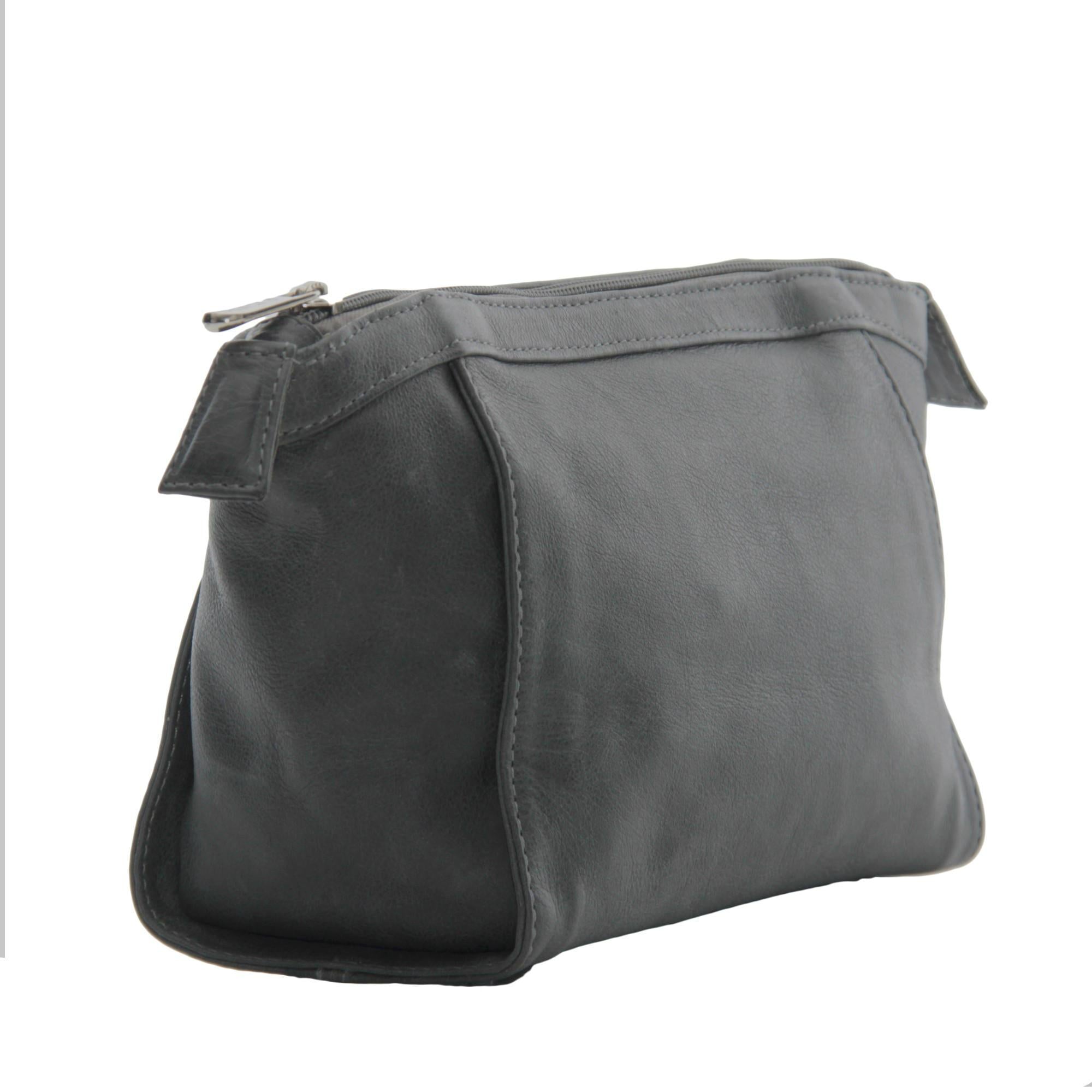 Premium Genuine Leather Travel Toiletry Bag with Zipper - Perfect for Men & Women, Ideal for Airplane, Gym, Camping & Business Trips