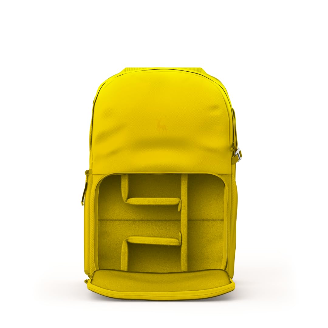 BREVITE The Jumper - 18L Compact Camera Backpack for Photographers | Waterproof DSLR & Laptop Backpack | Travel-Friendly Photography Bag for Hiking, Commuting & Air Travel (Lemon Yellow)