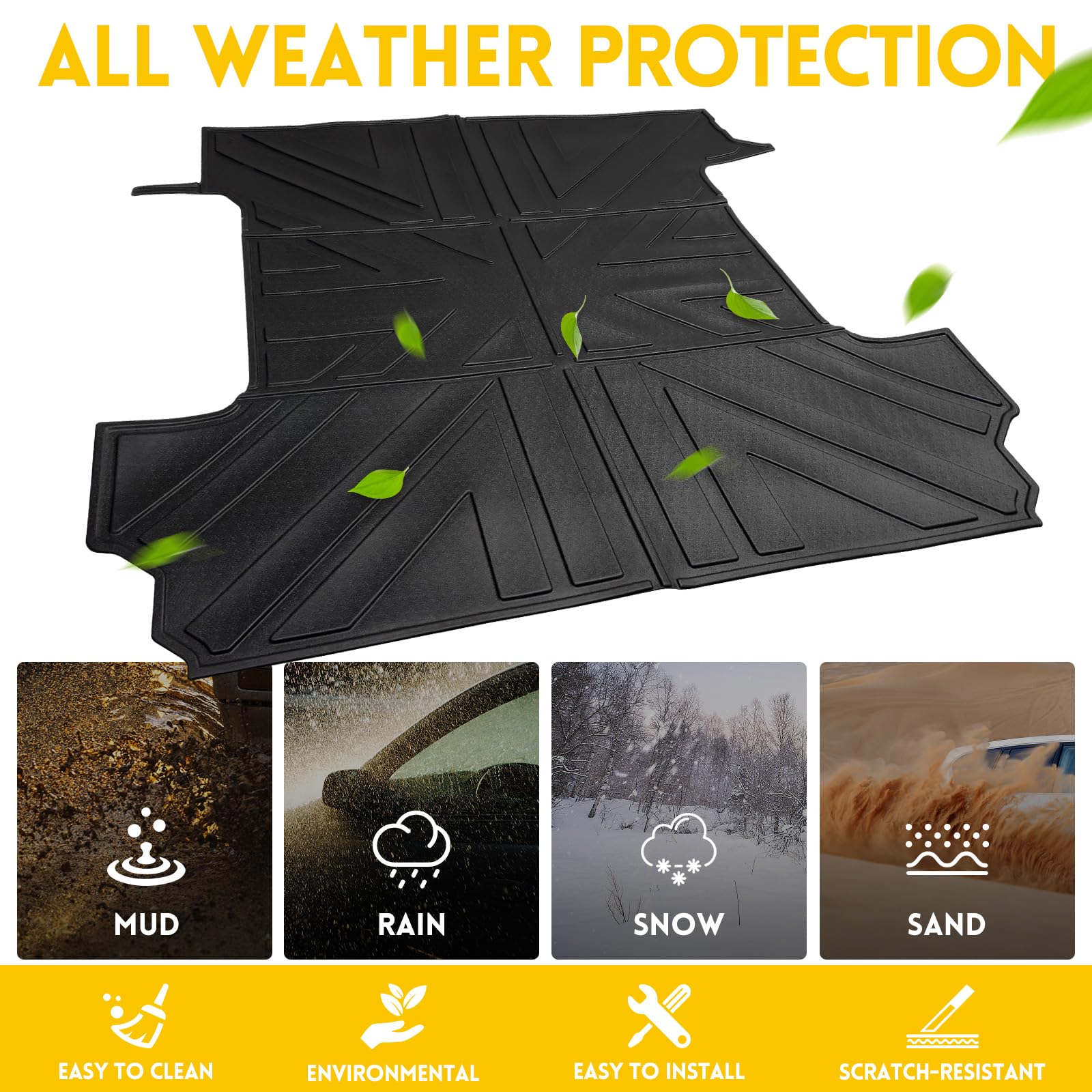 Heavy Duty Truck Bed Mat for 2019-2025 Chevy Silverado & GMC Sierra 1500 5.8FT Crew Cab Short Bed | All-Weather Anti-Slip Bed Liner | Durable Cargo Protection Mat | Perfect for Hauling, Camping & Off-Road Adventures