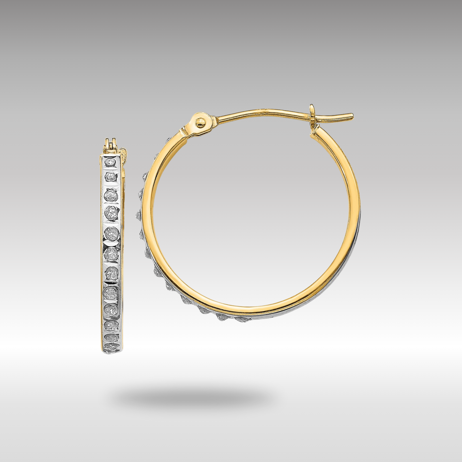 Gold Diamond Hinged Hoop Earrings - Round Sparkling Studs DF242 | Perfect for Weddings, Parties & Special Occasions