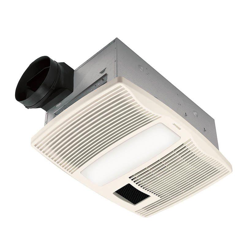 Broan QTX110HL White Ultra Silent Bathroom Exhaust Fan with Light and Heater - Quiet Ventilation for Bathroom, Shower & Home Comfort