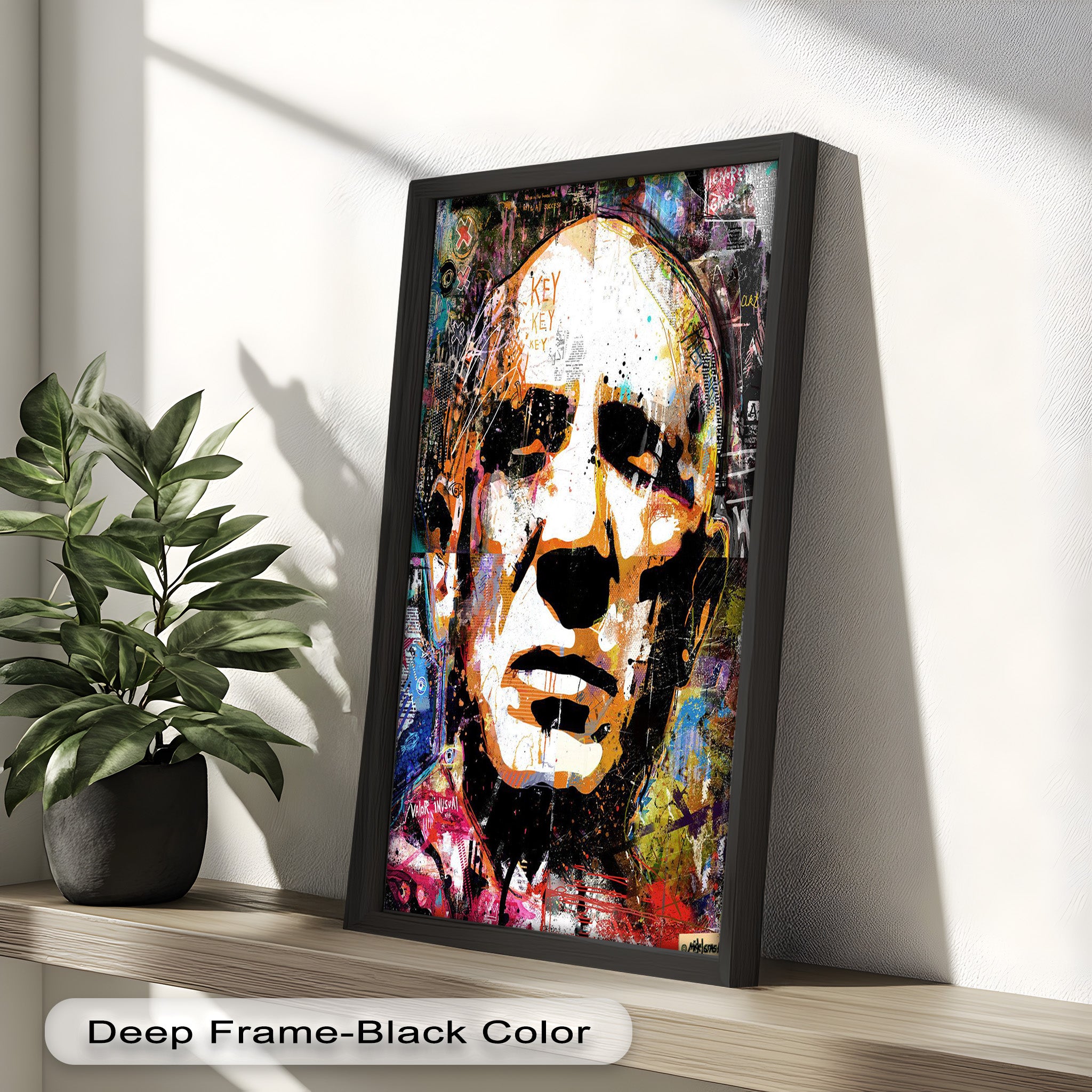 Abstract Urban Face Portrait Wall Art - Modern Pop Art Oil Painting for Living Room, Bedroom & Office Decor